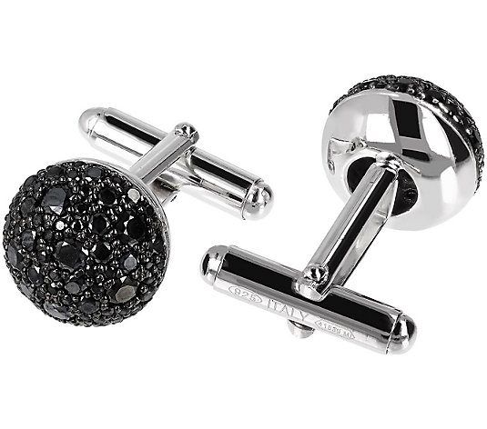 Mistero by Albert M Sterling Silver Black Spinel Cuff Links