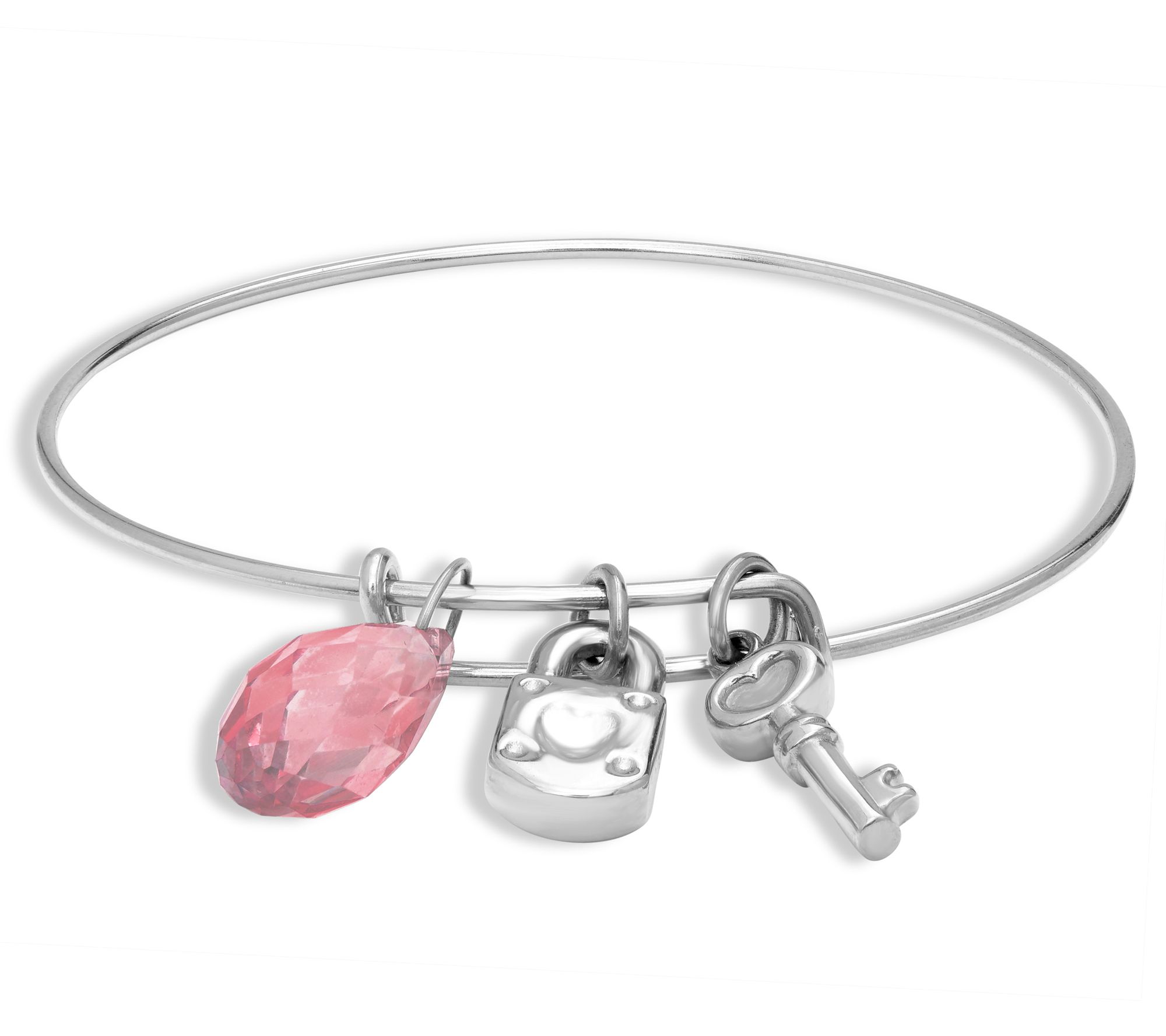 Steel by Design Lock & Key Birthstone Charm Banle