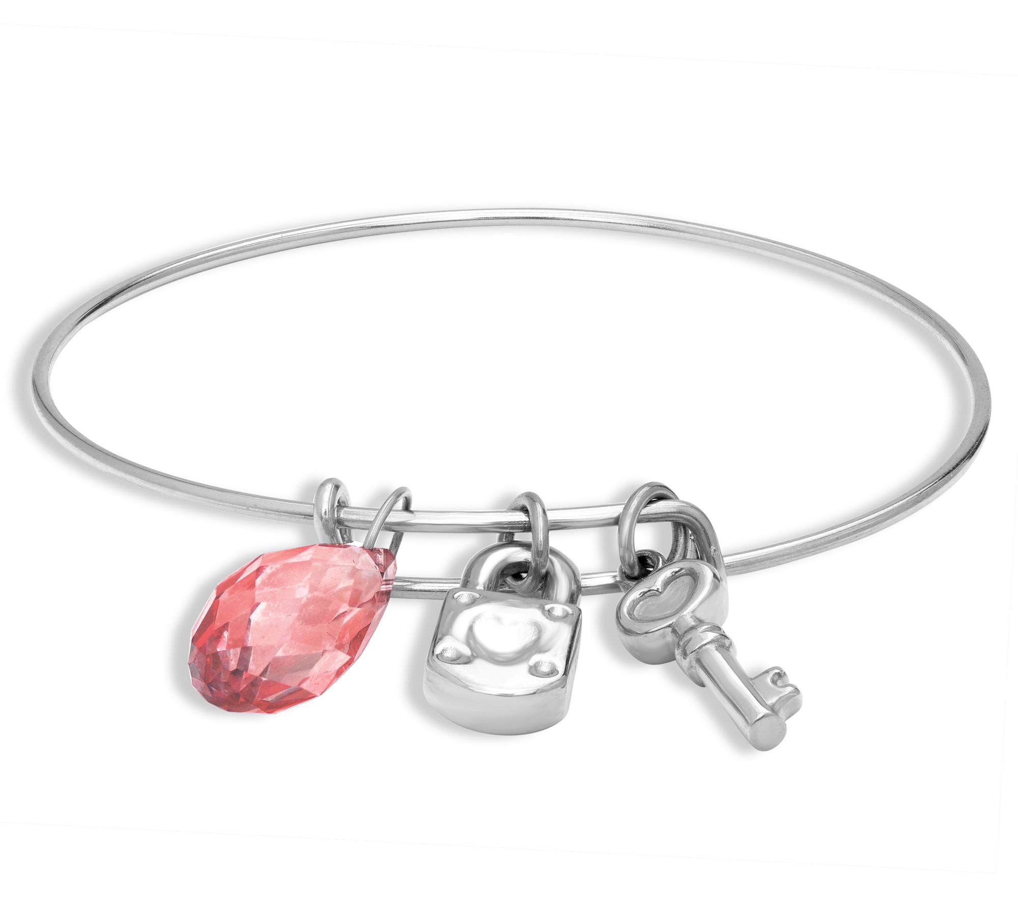 Steel by Design Lock & Key Birthstone Charm Banle