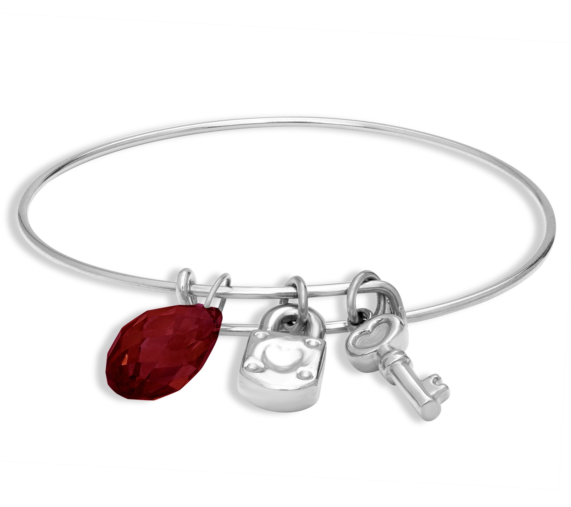 Steel by Design Lock & Key Birthstone Charm Banle