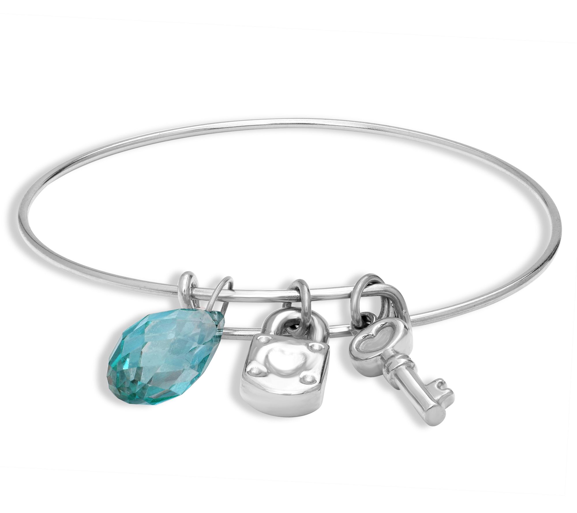 Steel by Design Lock & Key Birthstone Charm Banle