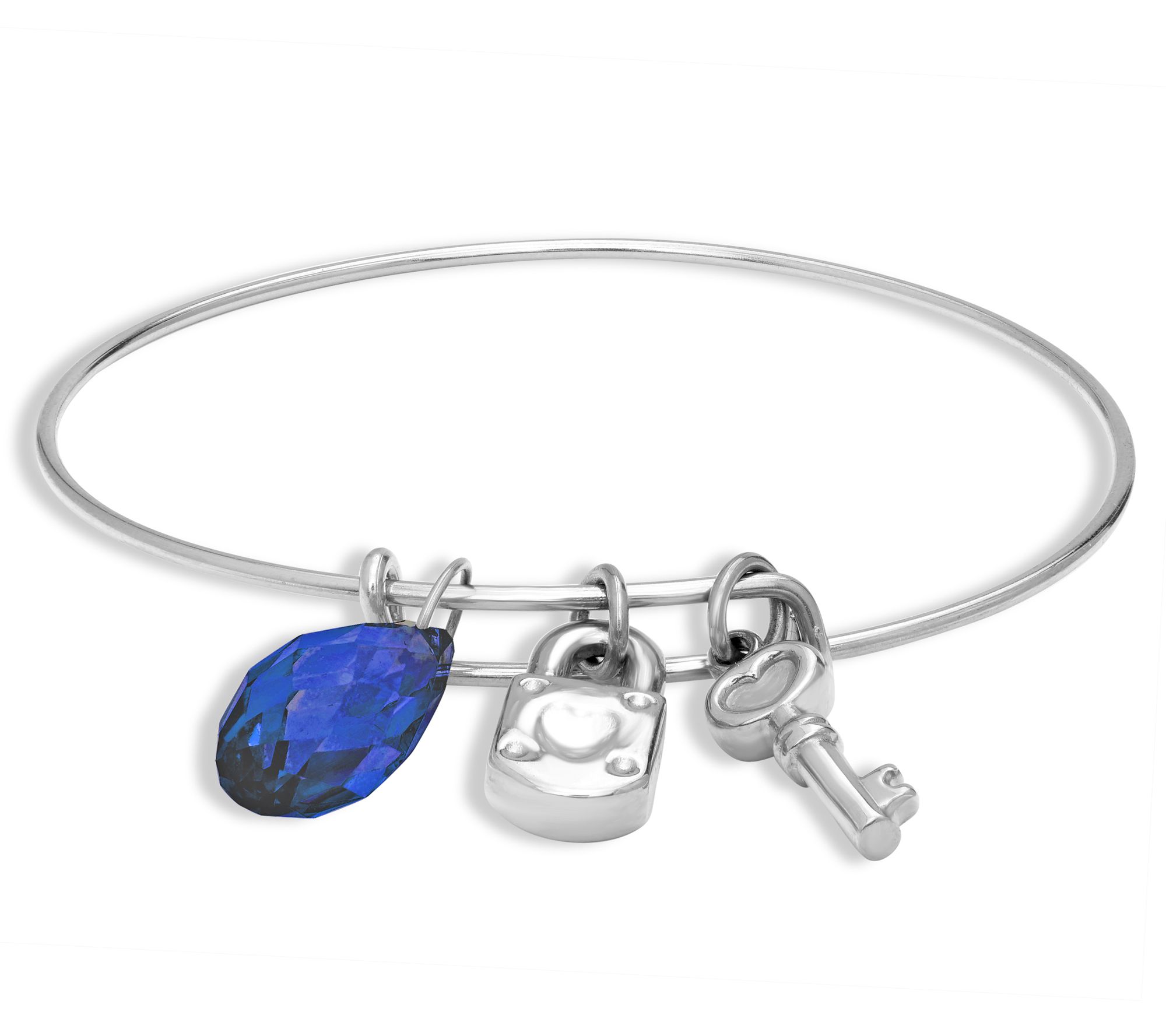 Steel by Design Lock & Key Birthstone Charm Banle