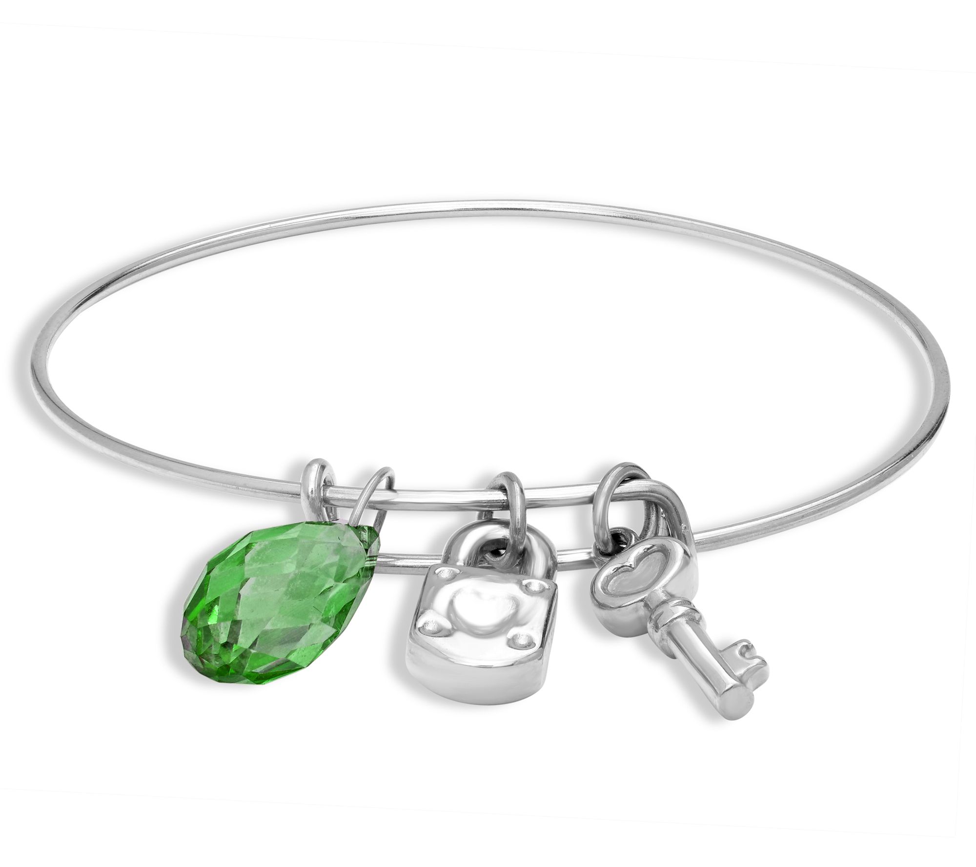 Steel by Design Lock & Key Birthstone Charm Banle
