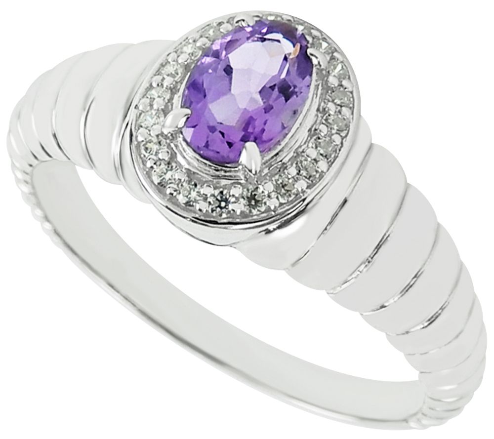 Sterling Silver 0.40 cttw Amethyst Halo Ring - QVC.com