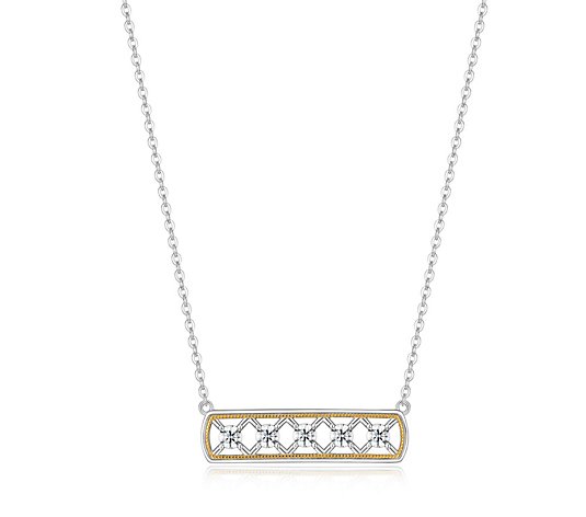 Diamonique Framed Necklace, 18K Gold Clad
