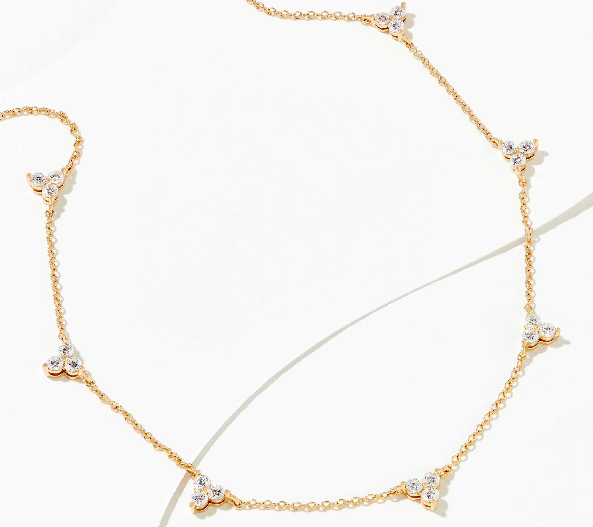 Diamonique Trefoil Station Necklace, Sterling Silver