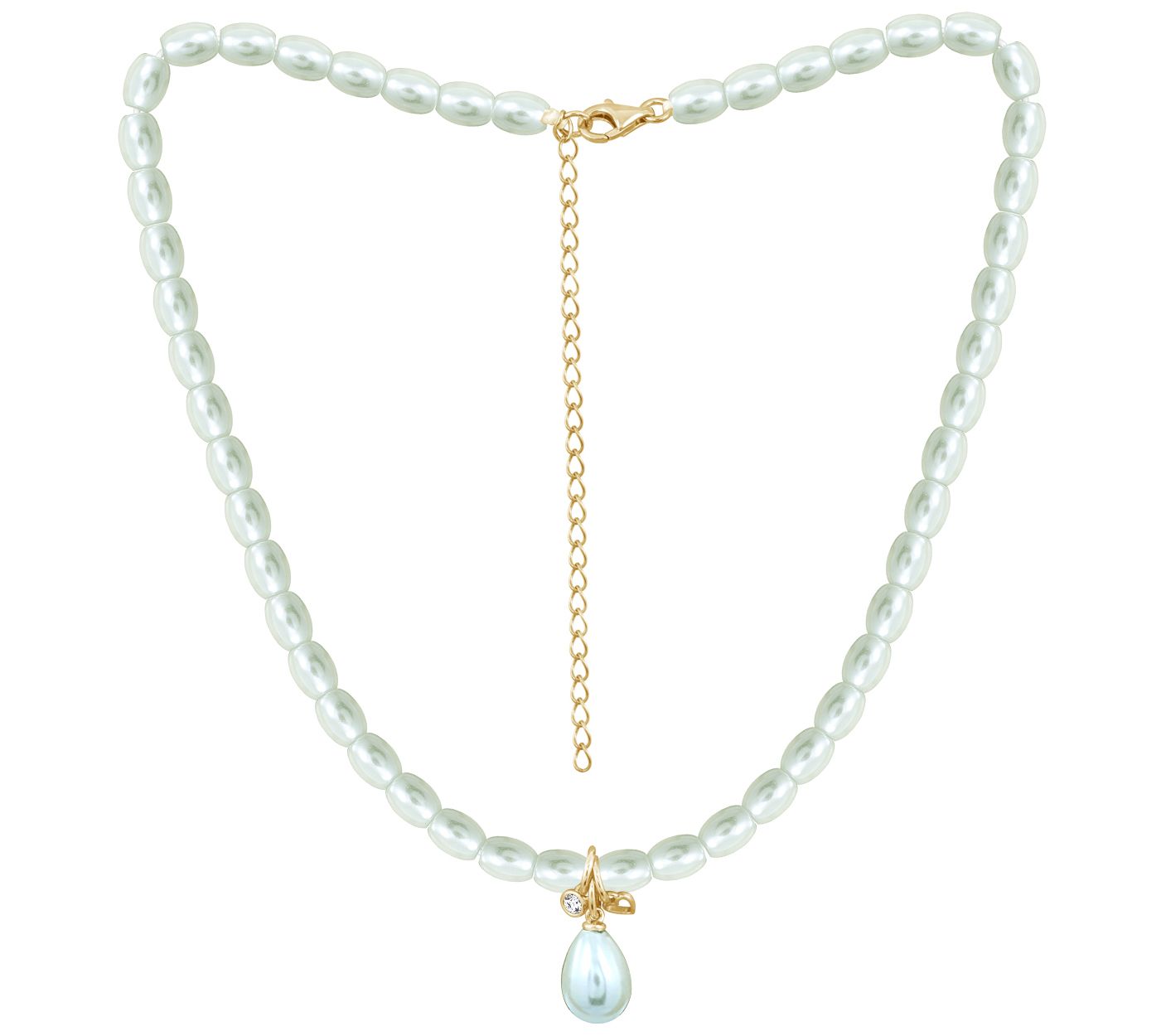 Diamonique Drop Pearl Choker Necklace, SterlingSilver