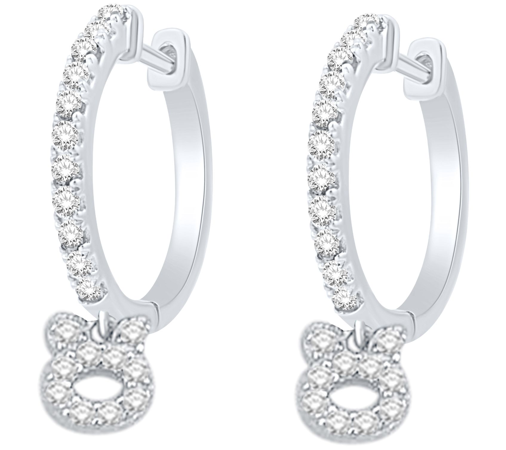 Affinity Diamonds Circle Dangle Hoop Earr ings,Sterling