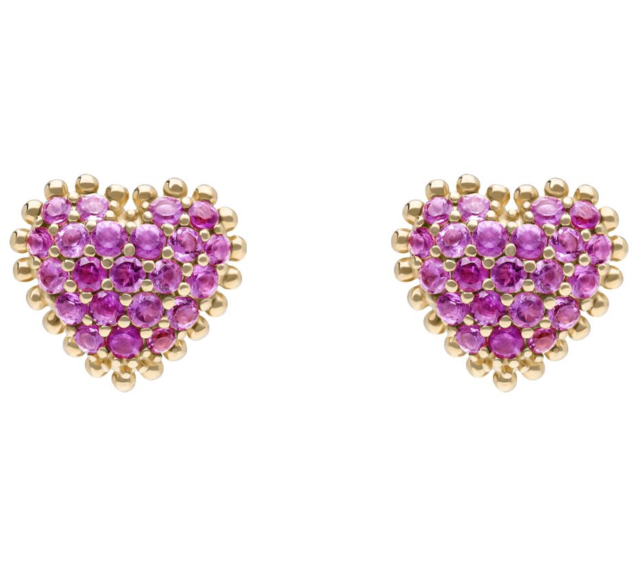 Elyse Ryan 14K Gold Clad Rhodolite Heart Stud Earrings