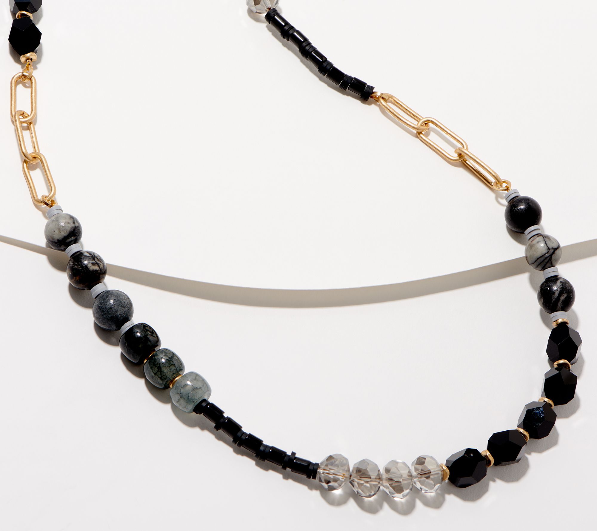 Susan Graver Bead and Chain Adjustable Necklace