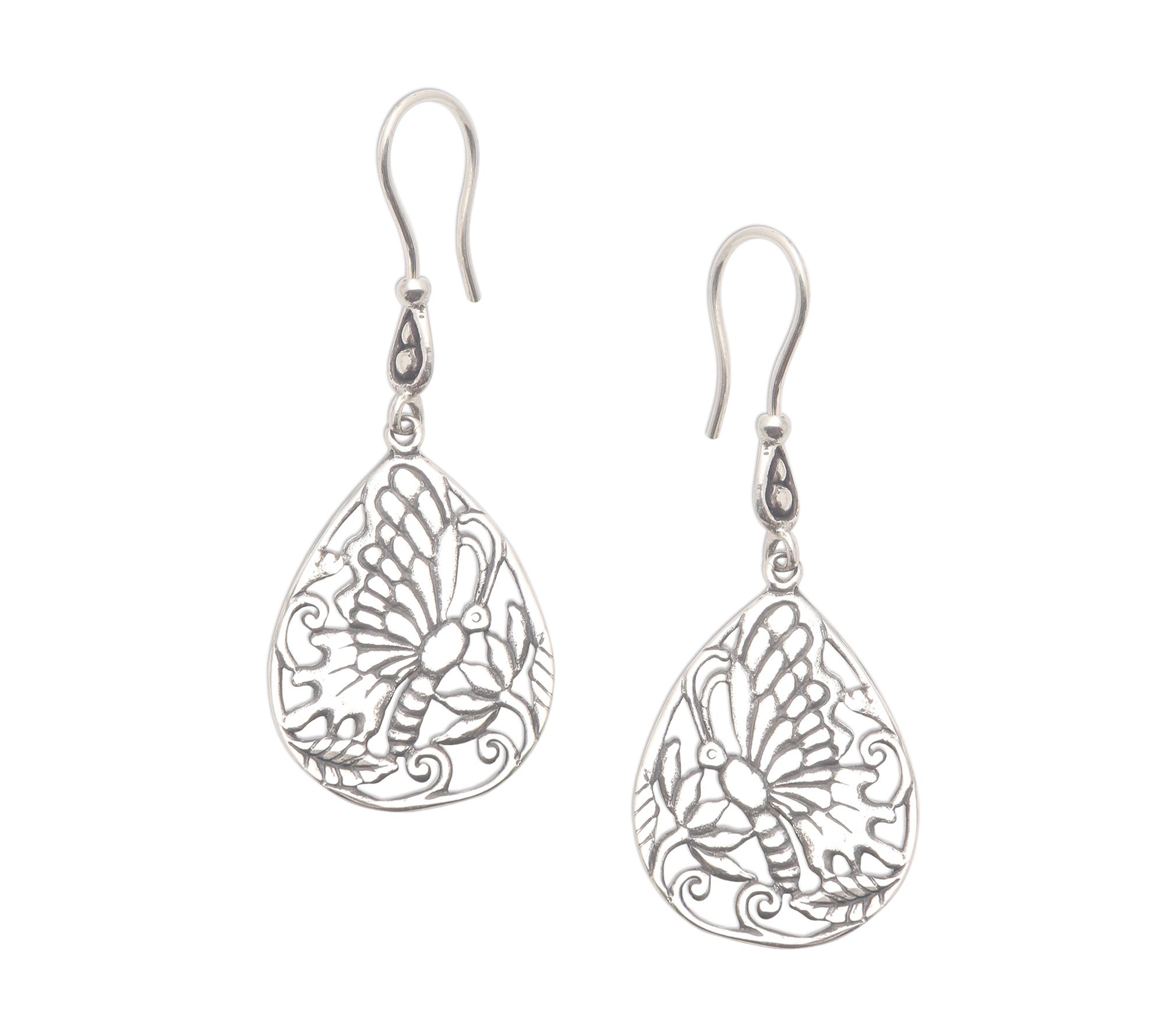 Novica Artisan Crafted Sterling Butterfly Breeze Earrings