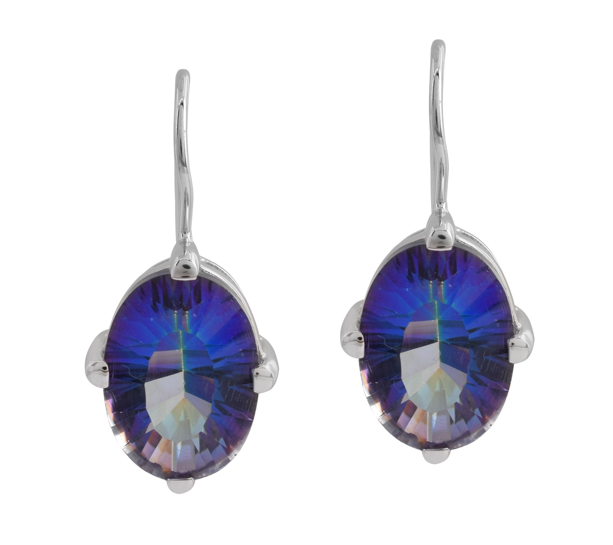 Affinity Gems Blue Coated Quartz Stud Earrings, Sterling