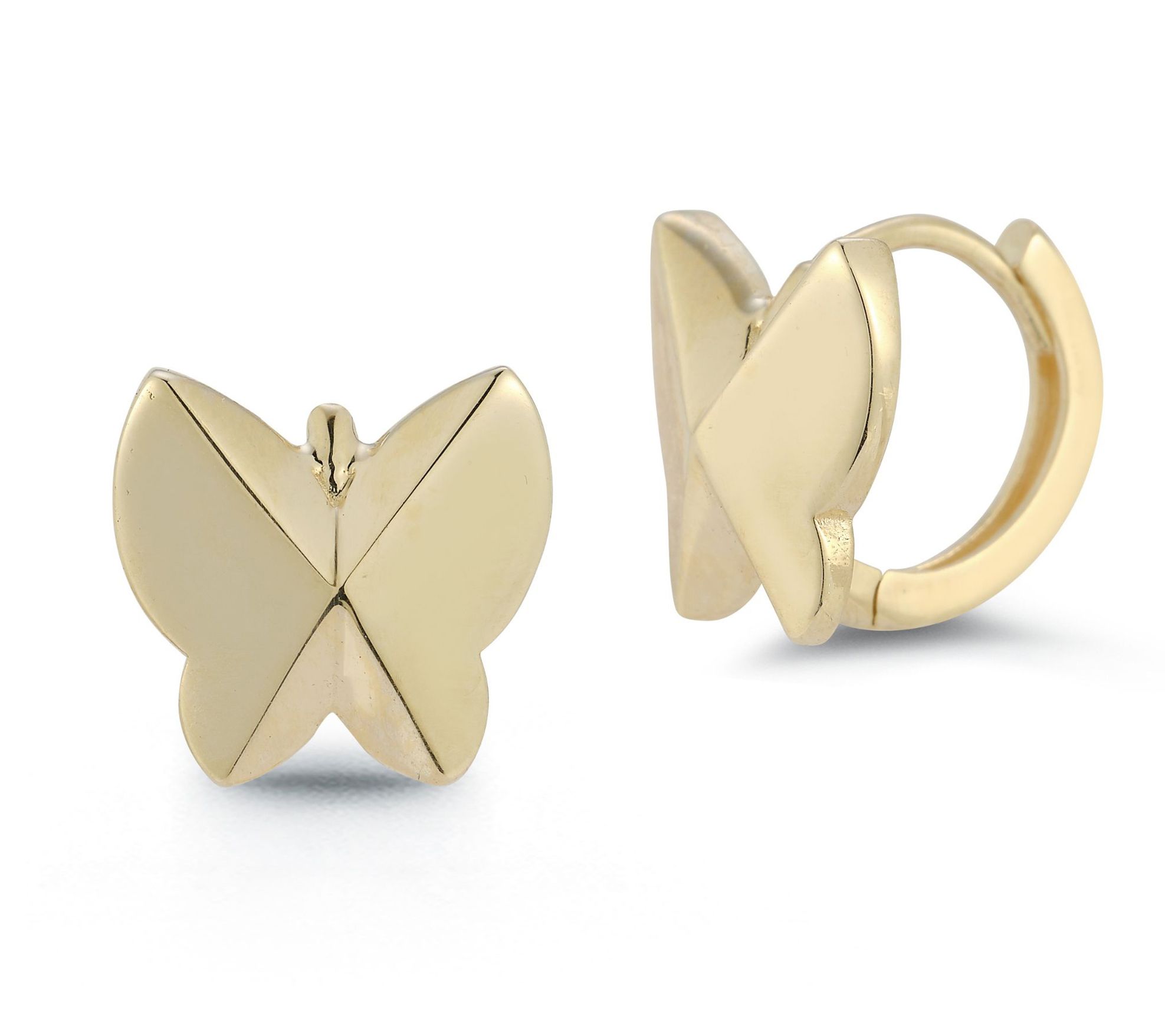 Luminosa Gold Geometric Butterfly Huggie Hoo p arrings, 14K
