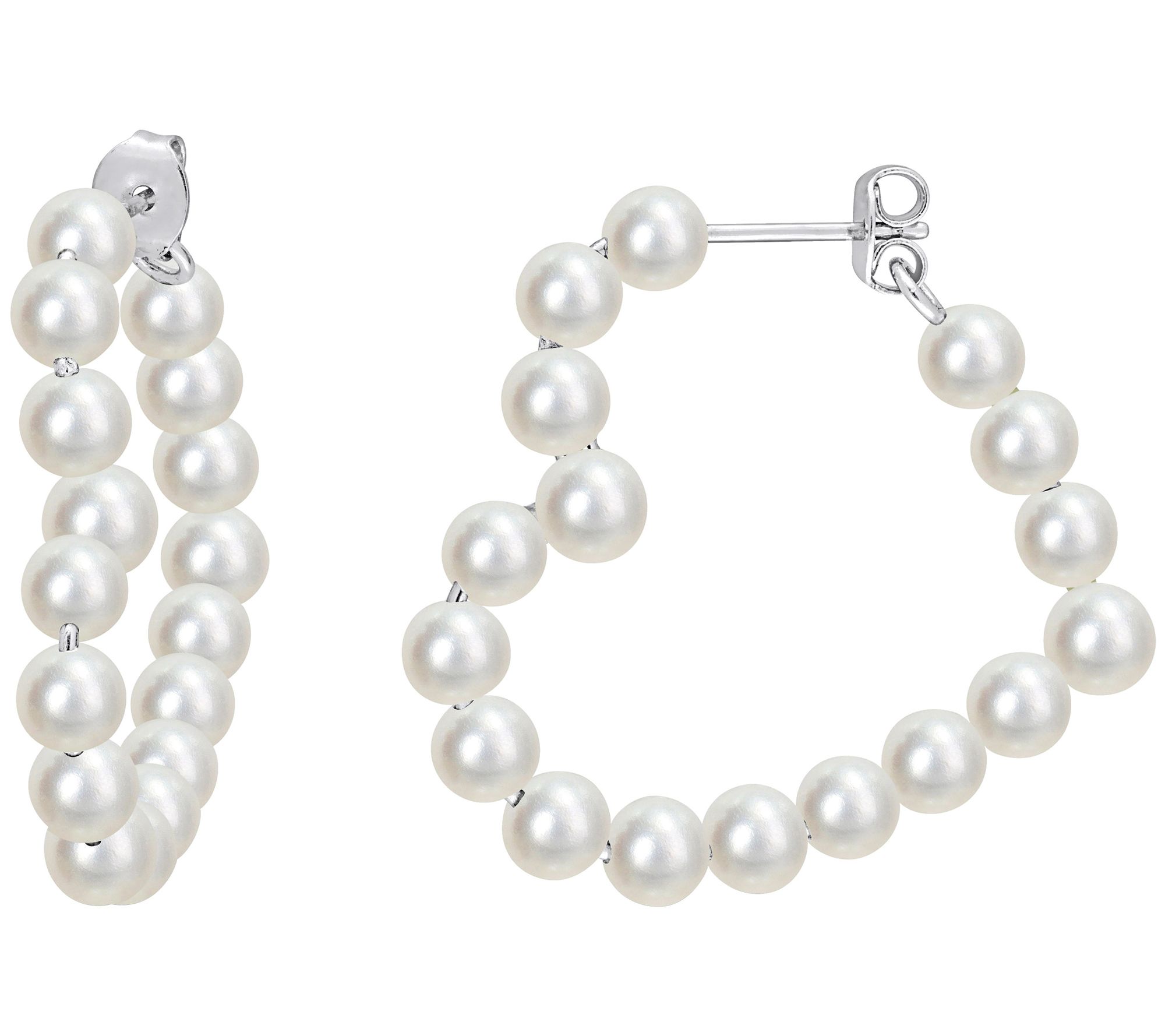 Affinity Gems Cultured Pearl Heart Hoop Earrings, Sterling