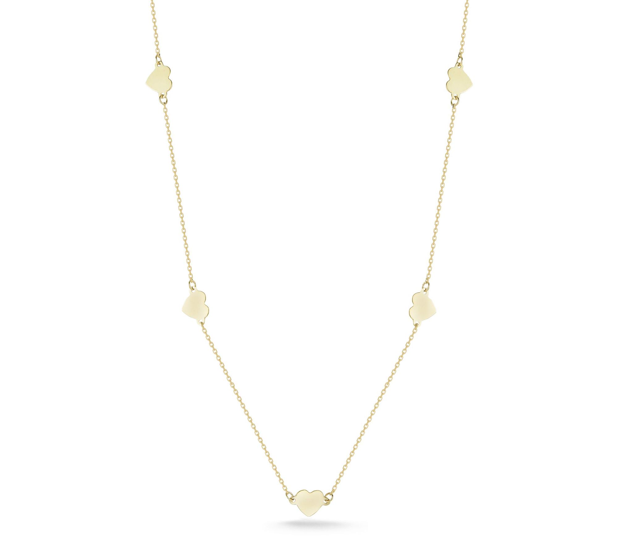 Luminosa Gold Five Hearts Station Necklace, 14K