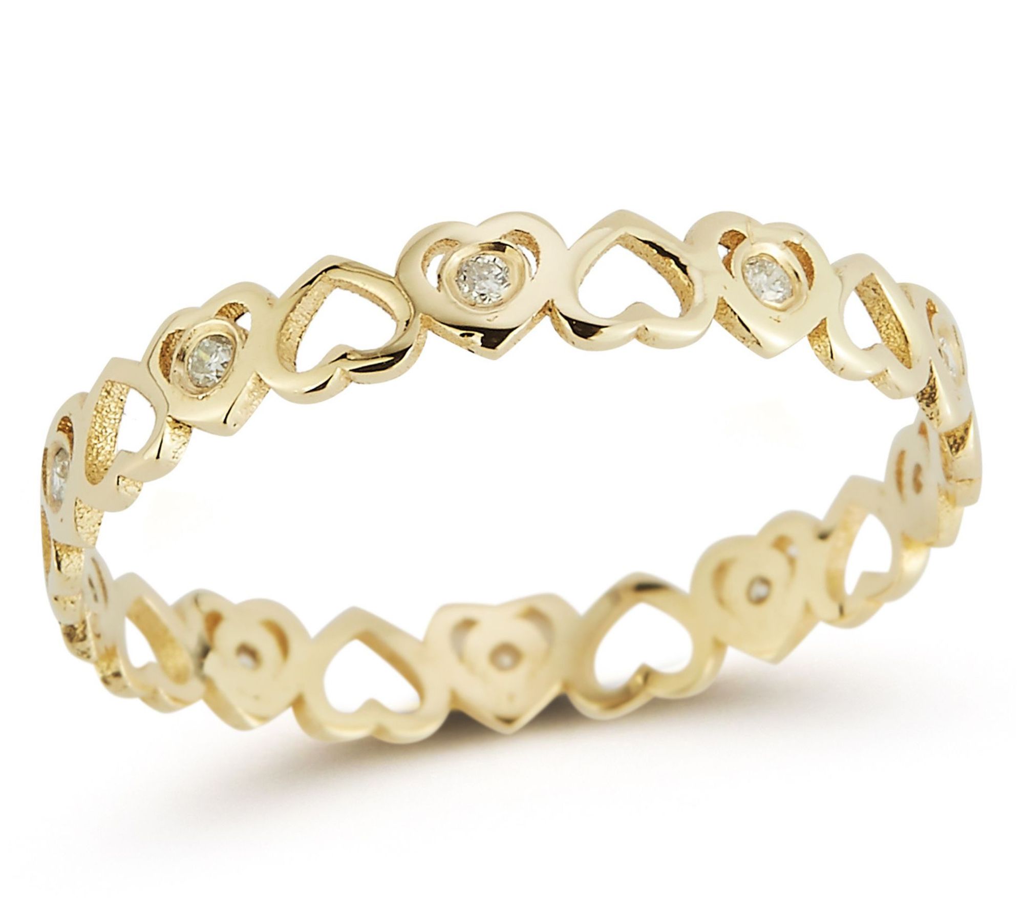 Luminosa Gold Diamond Accent Thin Heart Band Ring, 14K