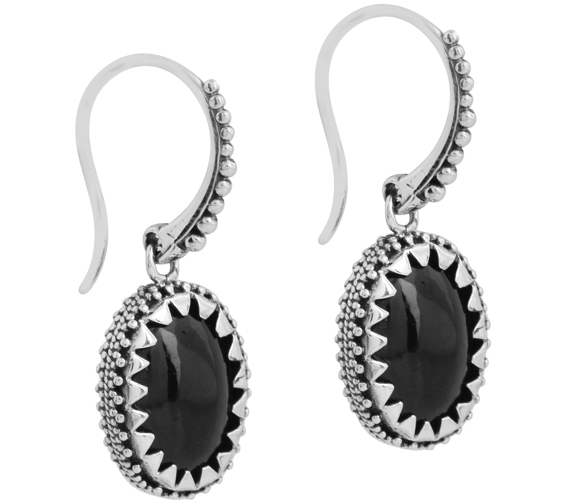 Affinity Gems Black Chalcedony Dangle Earrings, Sterling