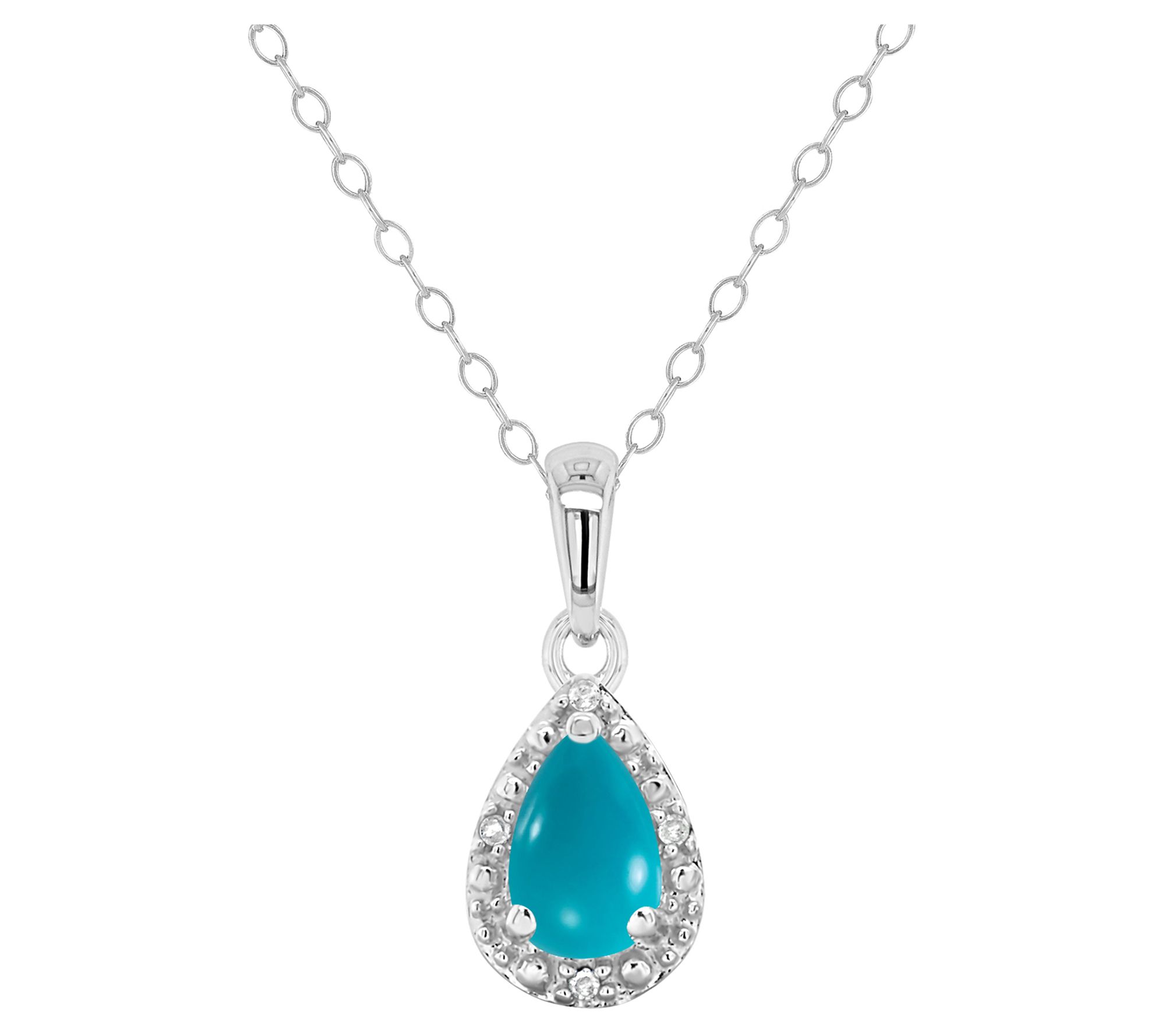 Affinity Gems Pear Turquoise & Diamond Pendantw/ Chain
