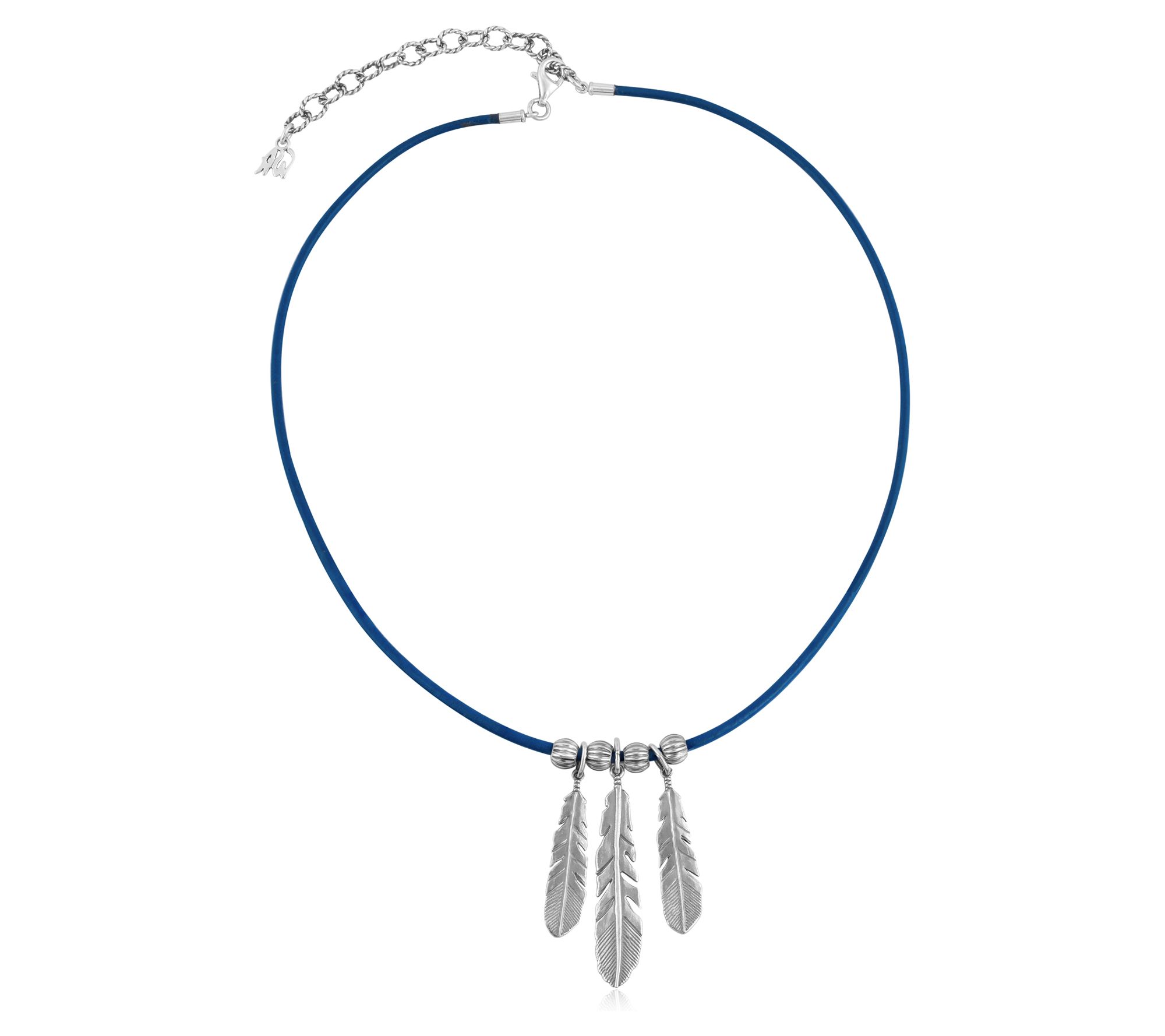 American West Sterling Feather Leather 17" Necklace