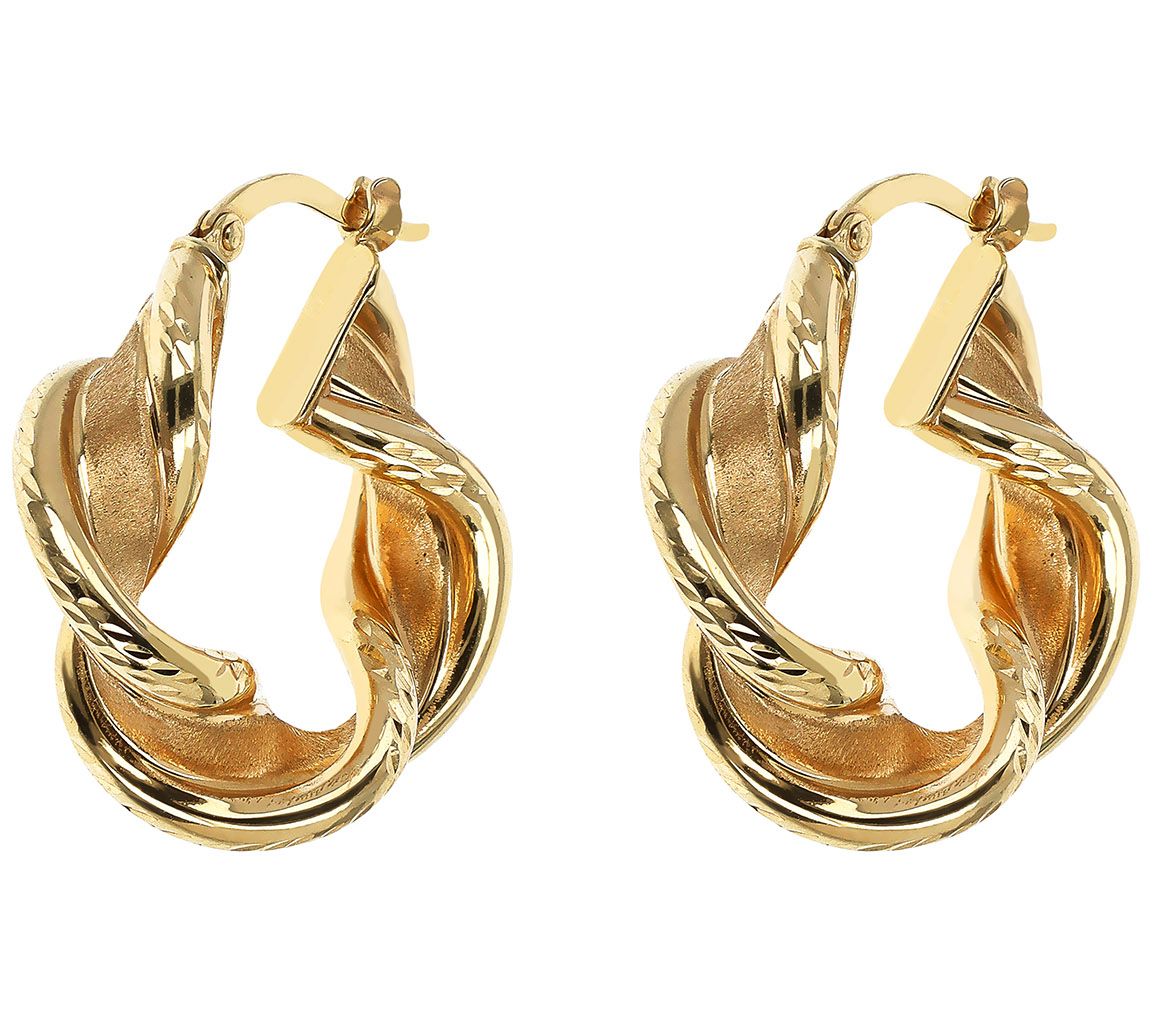 Italian Gold x David Markstein 1" Twist Hoop Earrings