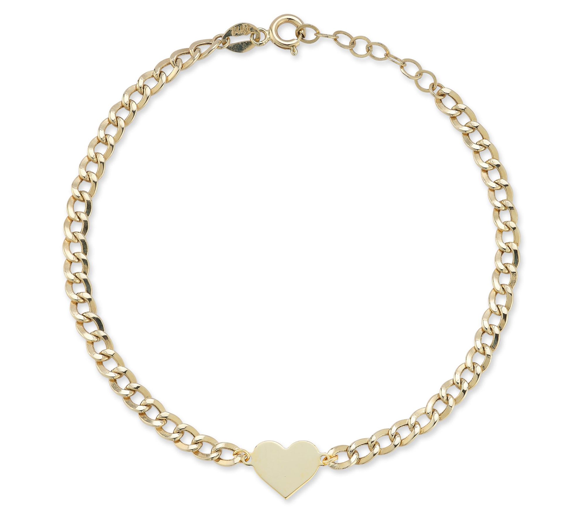 Luminosa Gold Heart Curb Link Bracelet, 14K