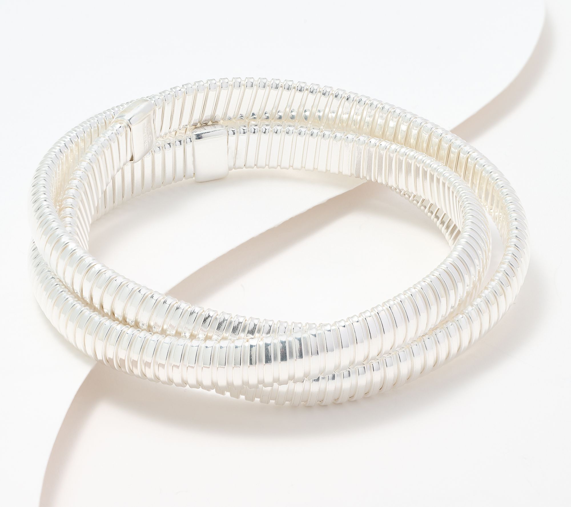 "As Is" UltraFine 950 Silver 3-Strand Rolling Tubogas Bracelet, 38g