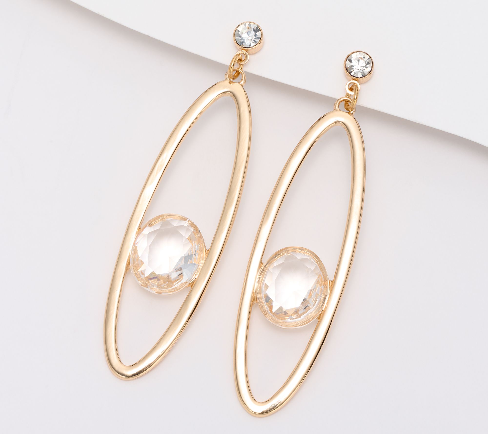 "As Is" Joan Rivers Oval Hoop with Floating Stone