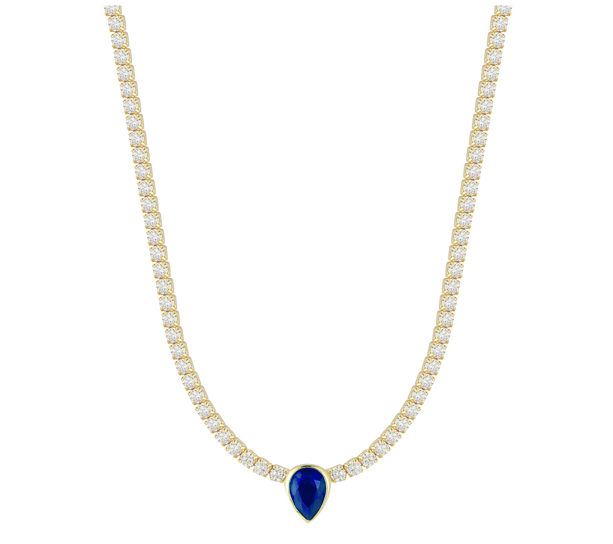 Sterlina Silver Tennis Choker Necklace, 14K Gold Plated