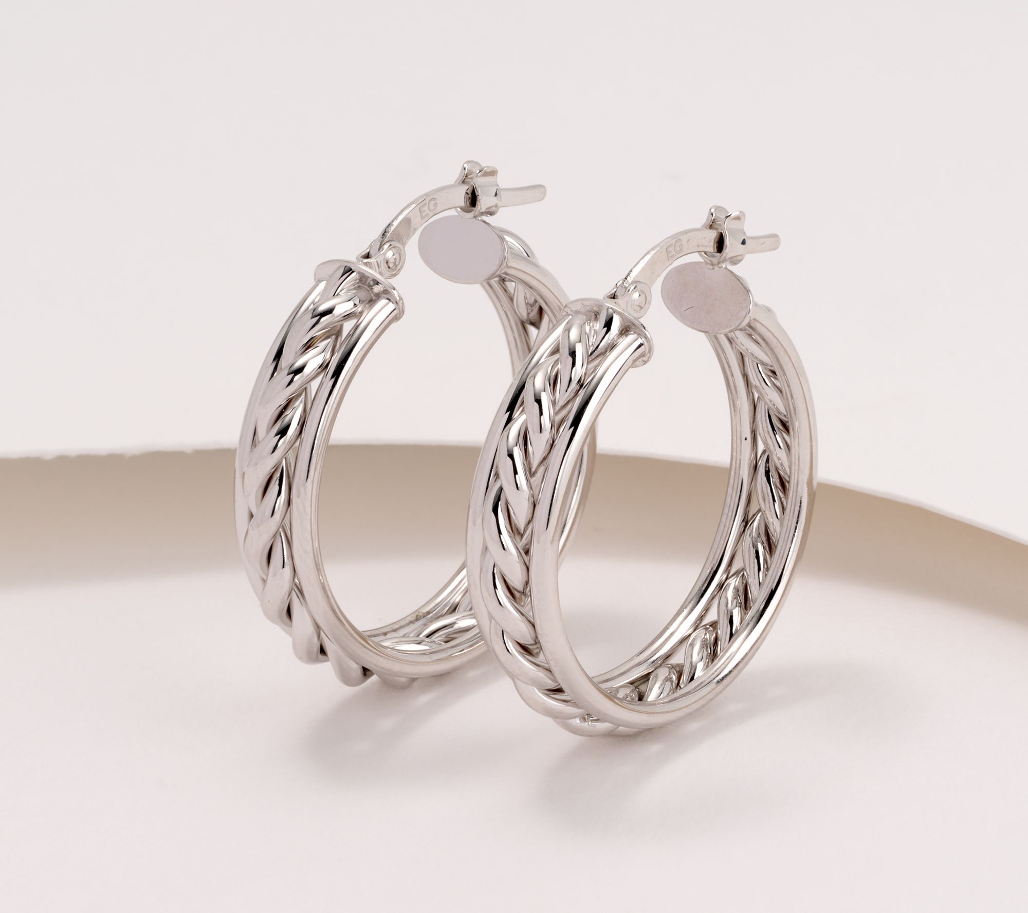 "As Is" EternaGold Twisted Middle Accent 1" Hoop Earrings, 14K