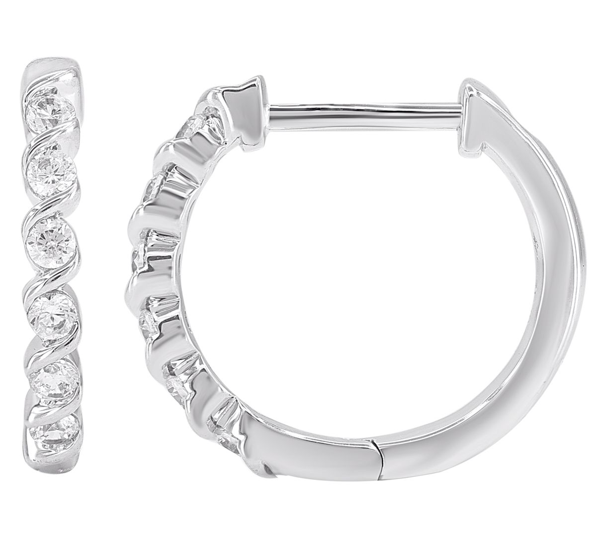 Affinity Diamonds 0.25 cttw Hinged Hoop Earrings, Sterling