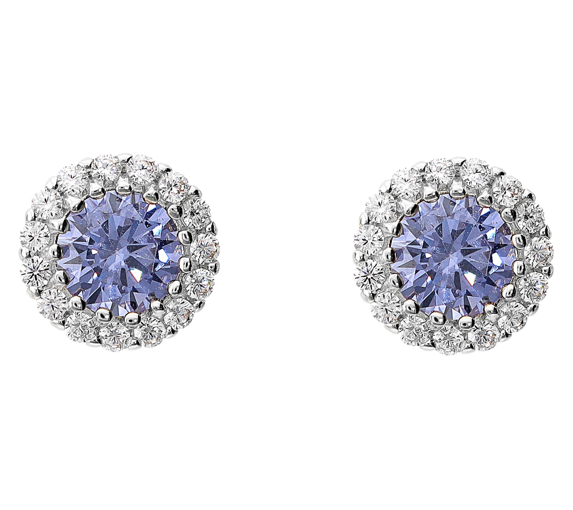 Diamonique Halo Stud Earrings, Sterling Silver