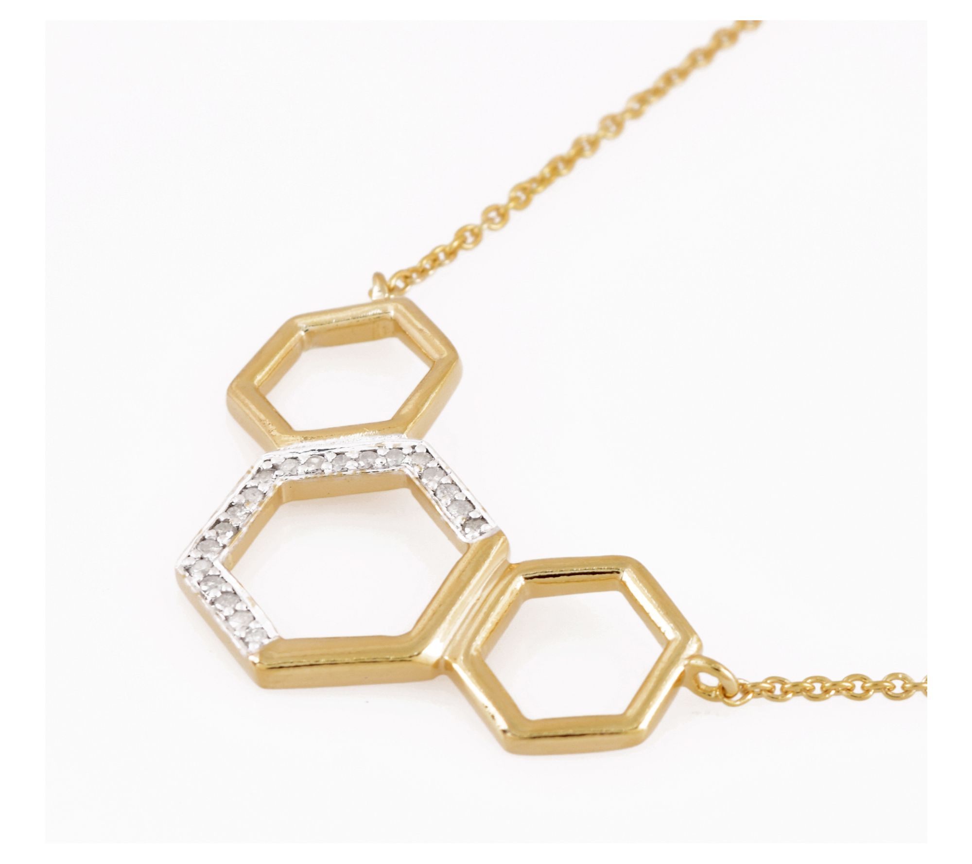 Accents by Affinity Diamond Hexagon Necklace, 14K Plated