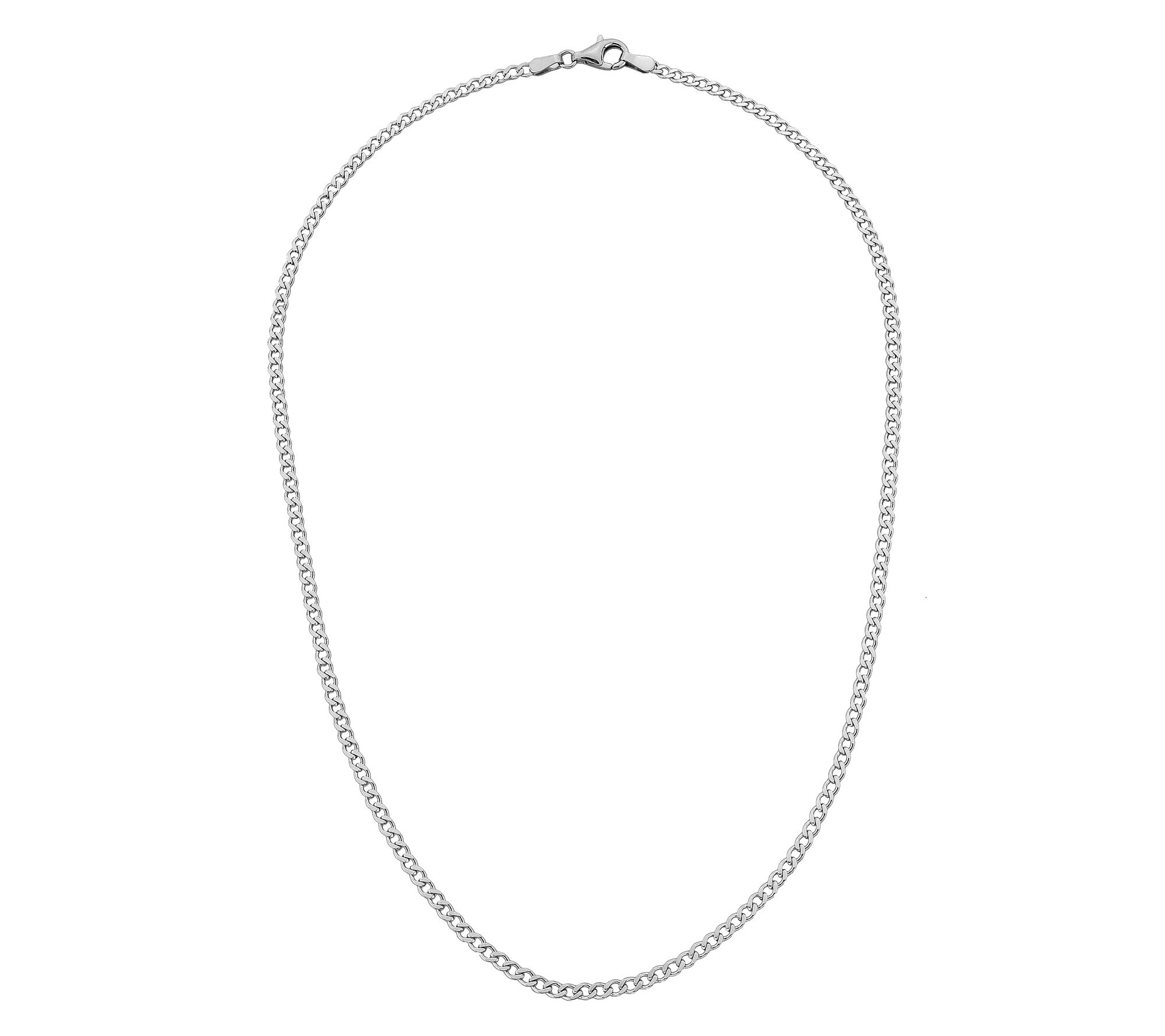 Silver Style 3mm Solid Curb Link Chain Necklace, Sterling