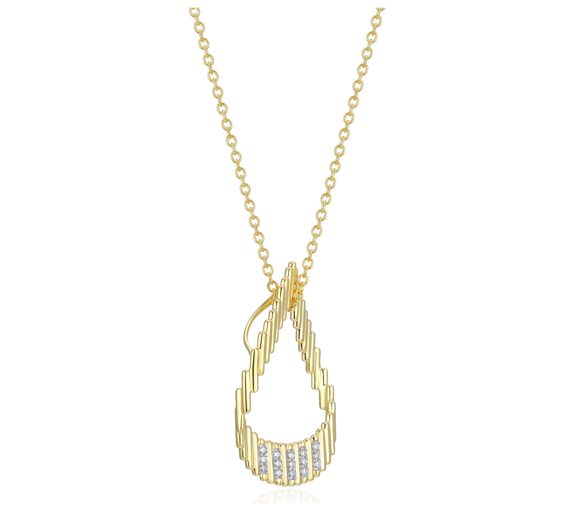 LuxLab Diamonds Lab Grown Pear Pendant w/ Chain, 18K Plated