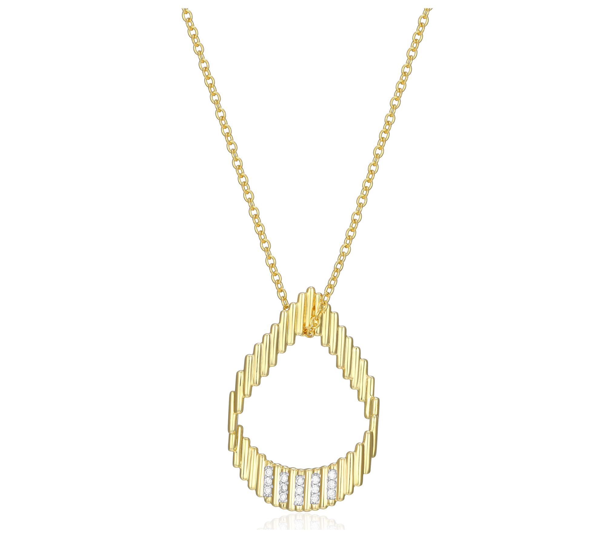 LuxLab Diamonds Lab Grown Pear Pendant w/ Chain , 18K Plated