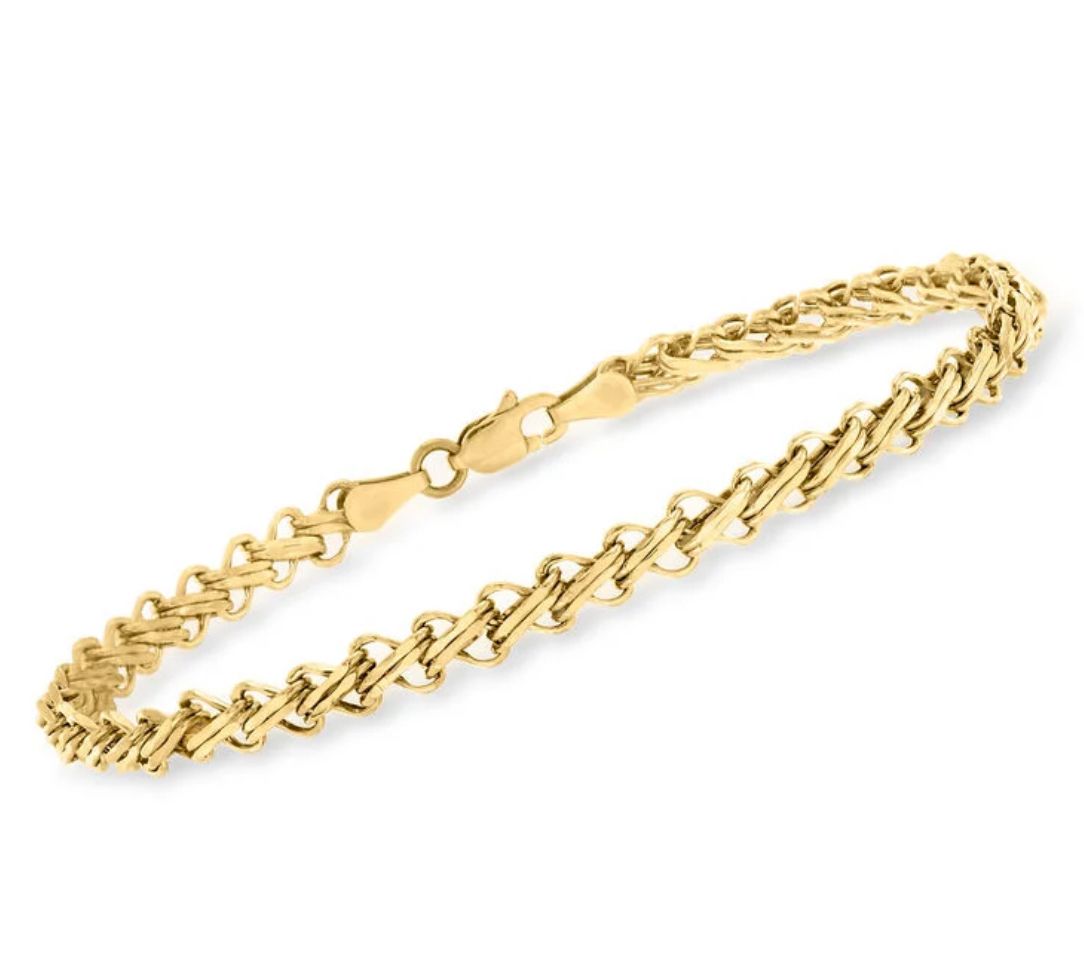 Alkeme 14K Gold Double Bar Status Link Bracelet