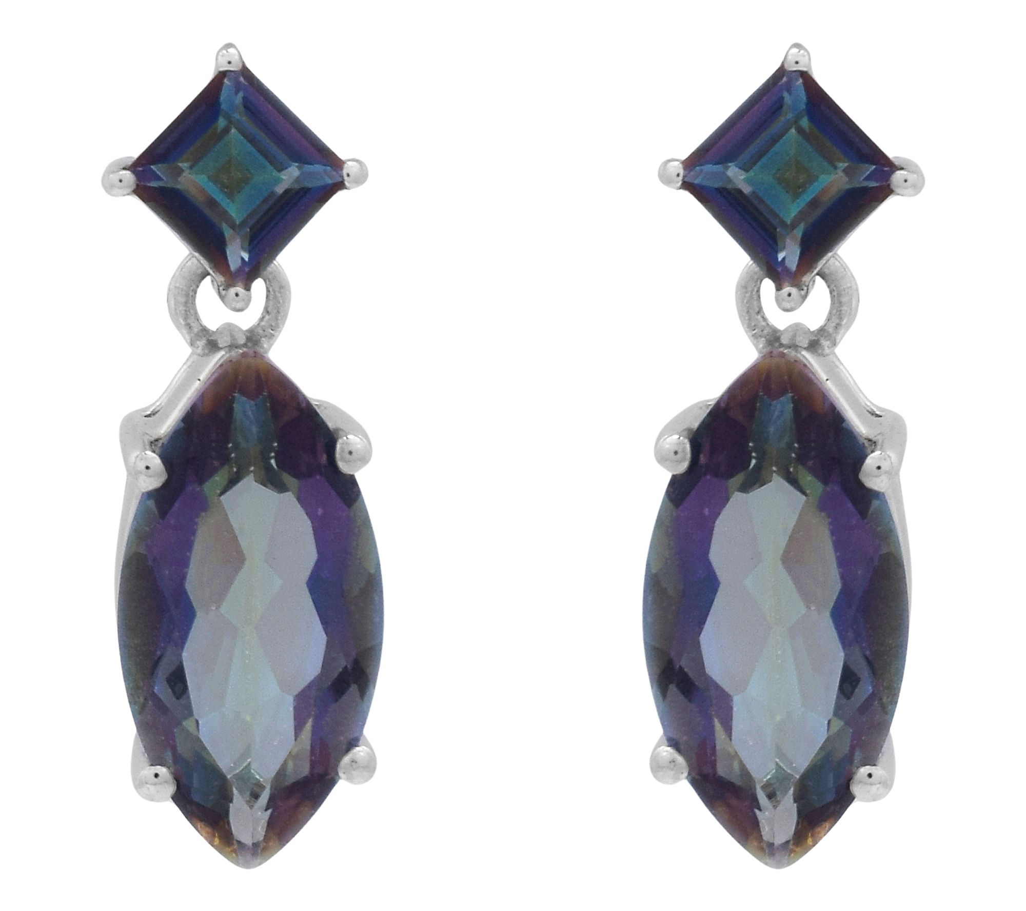 Affinity Gems Coated Quartz Dangle Earrings, Sterling