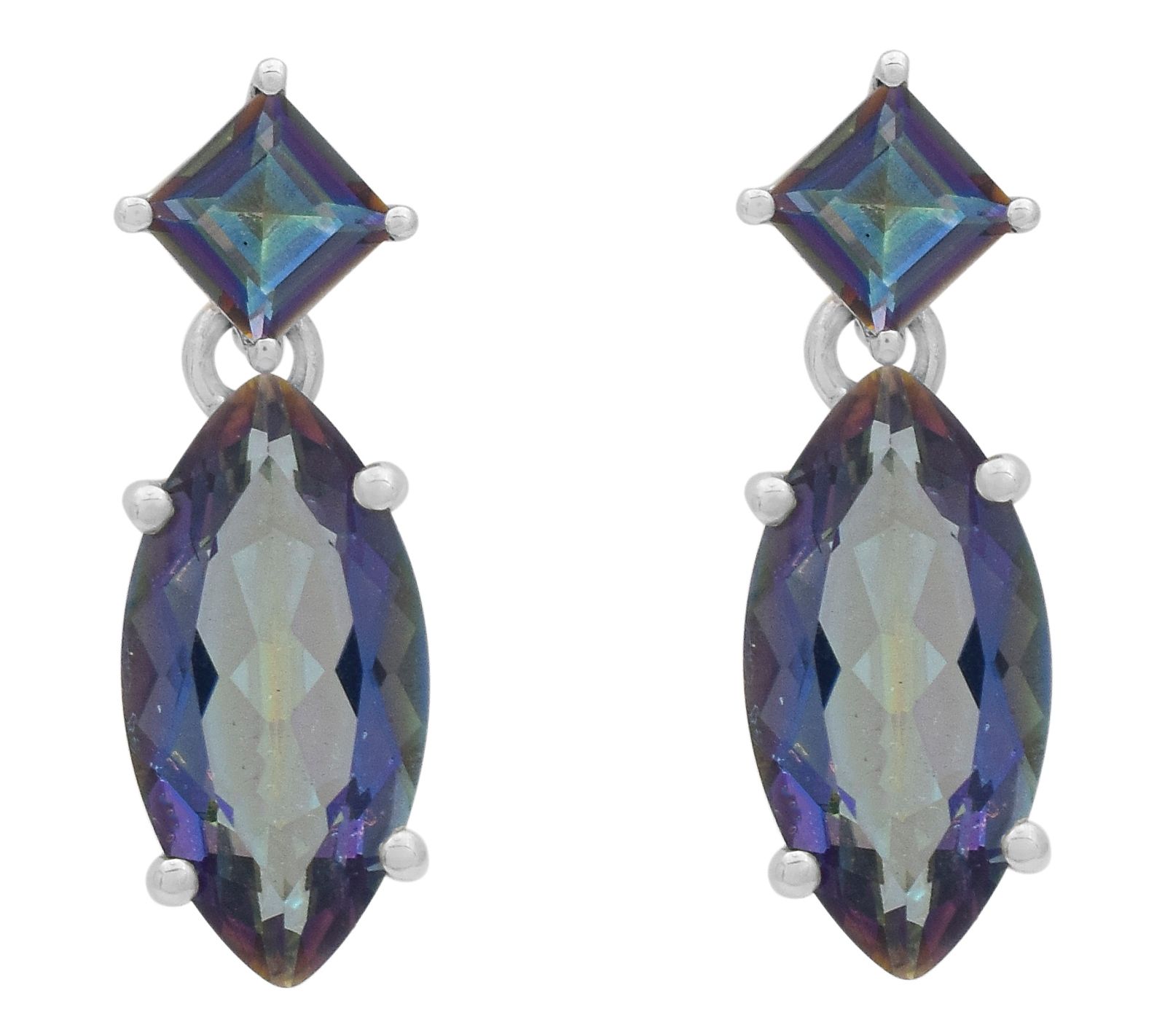 Affinity Gems Coated Quartz Dangle Earrings, Sterling
