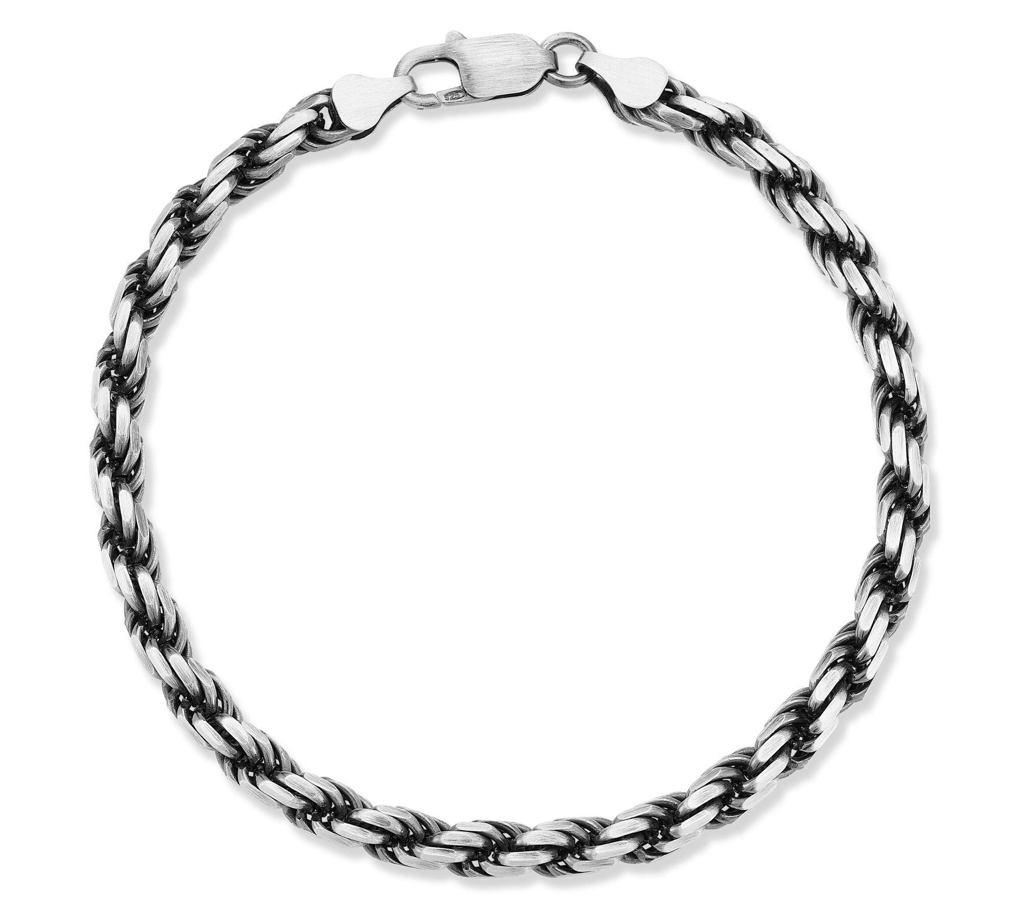 Italian Silver Men's 9-1/2" 5MM Rope Bracelet,Sterling