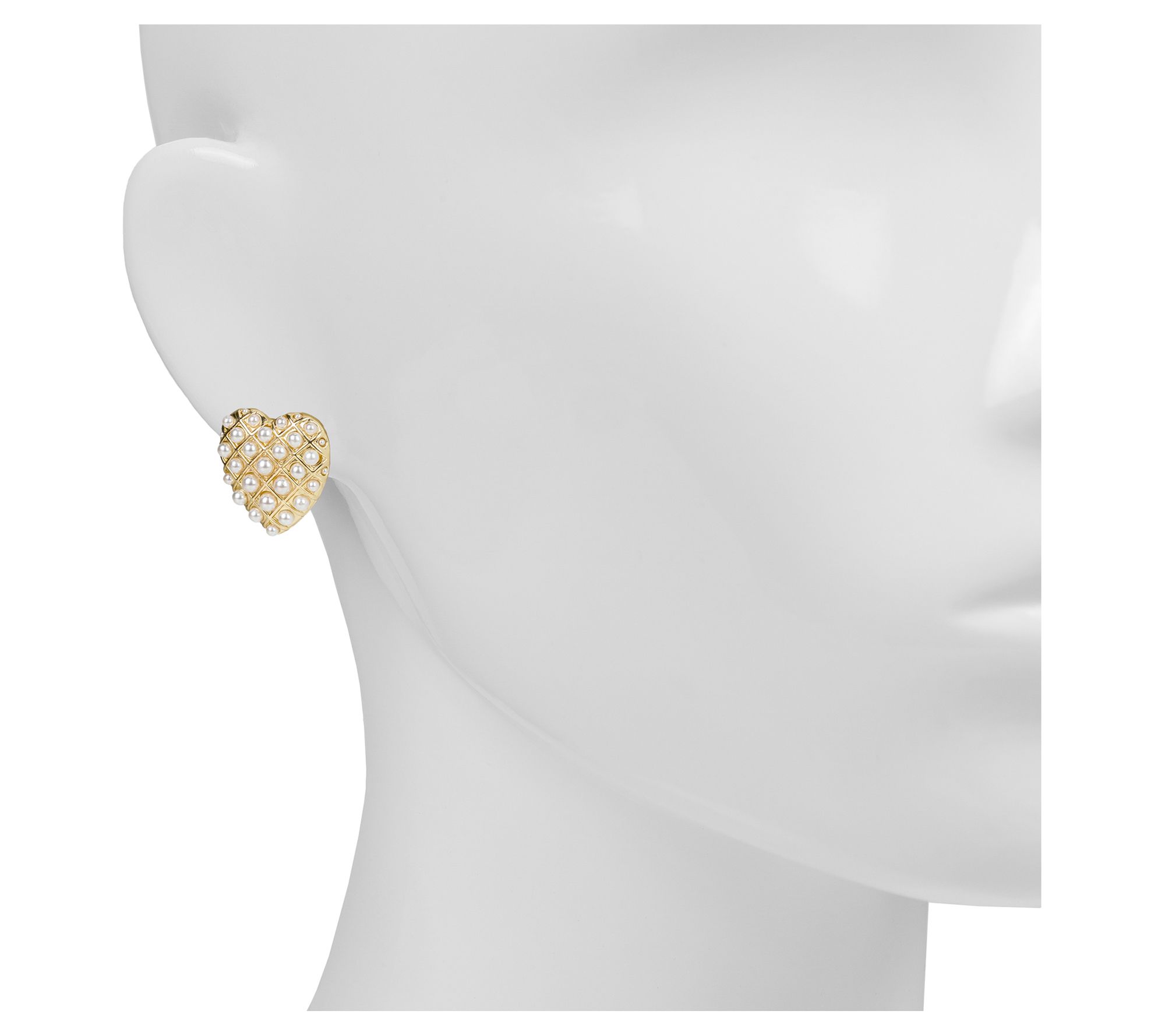 ★TATIANA★ Bold Heart Pearl One Touch Earrings EC1909 17081 Tatiana Pearl Earrings