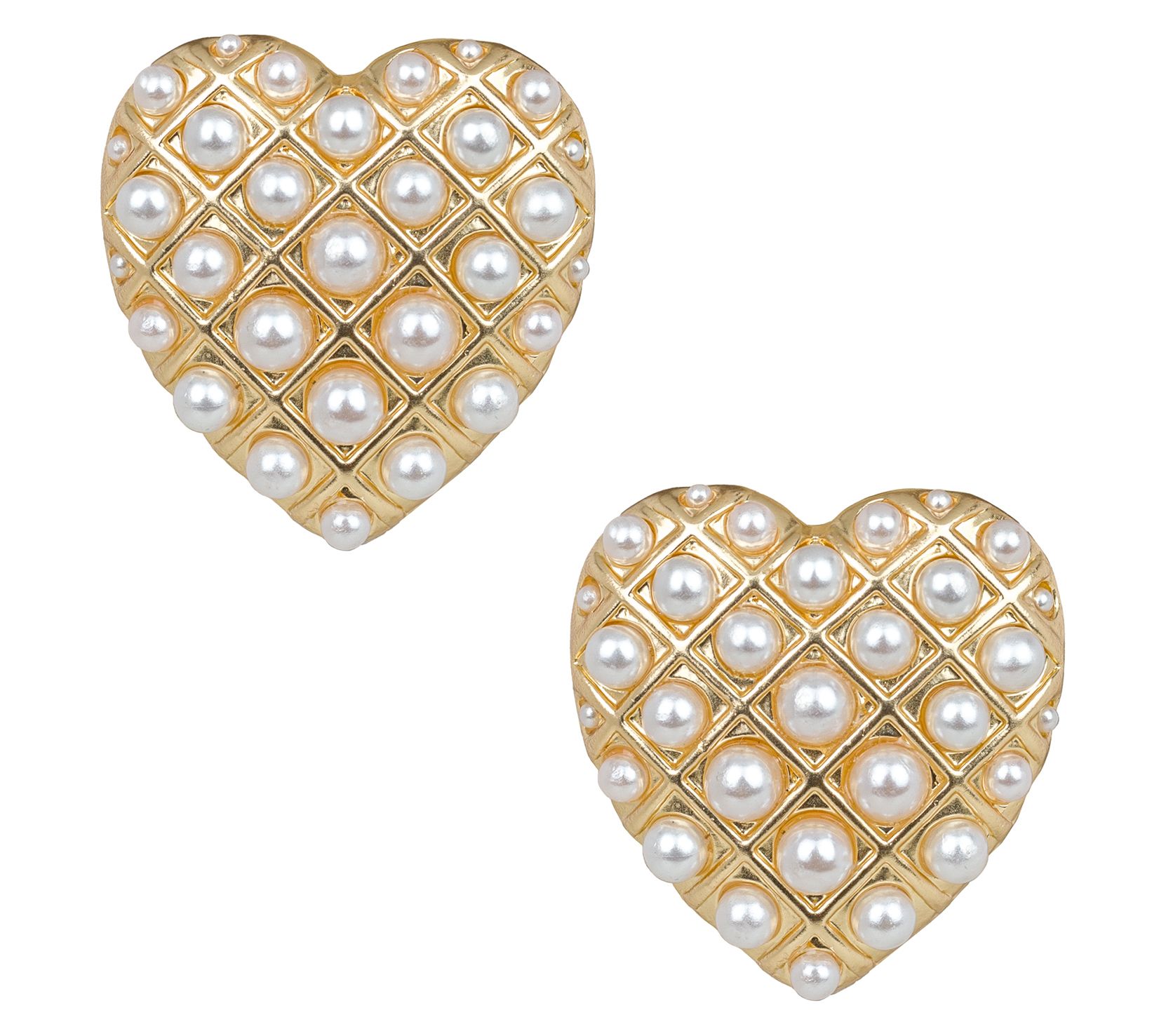 Patricia Nash Simulated Pearl Heart Button Earrings