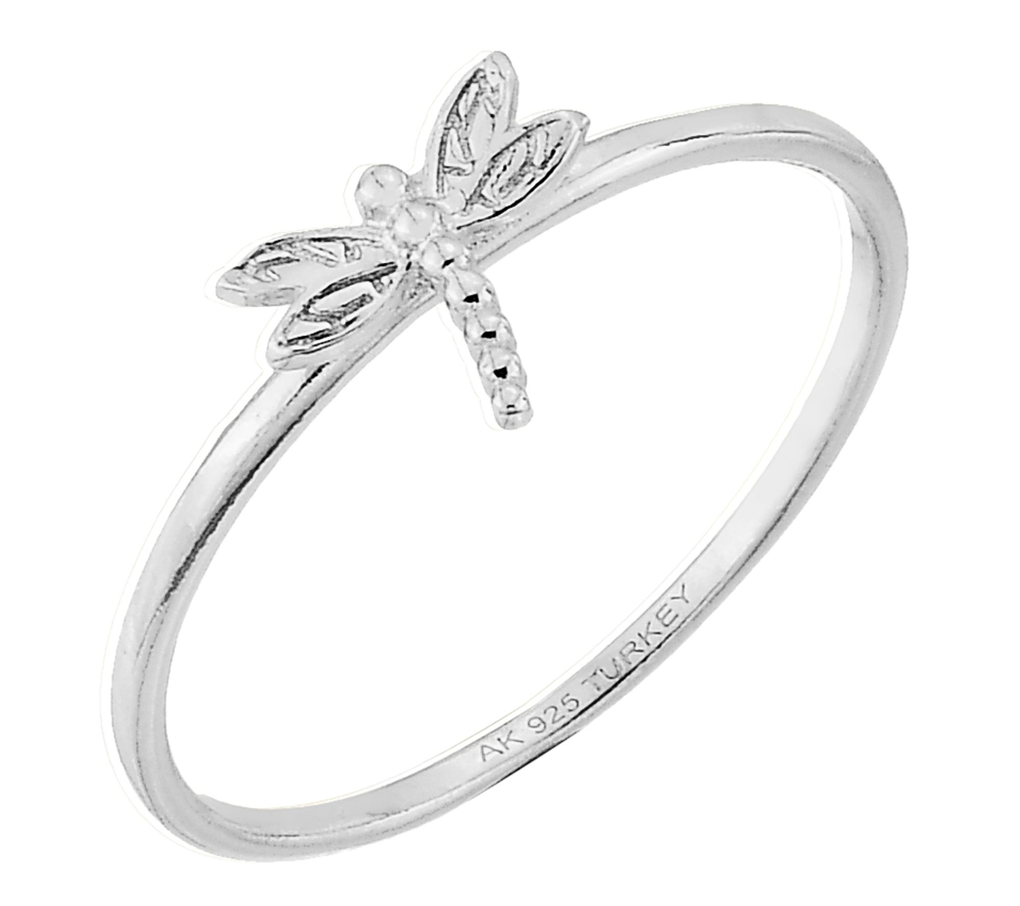 Silver Style Dragonfly Polished Band  Ring, Sterling
