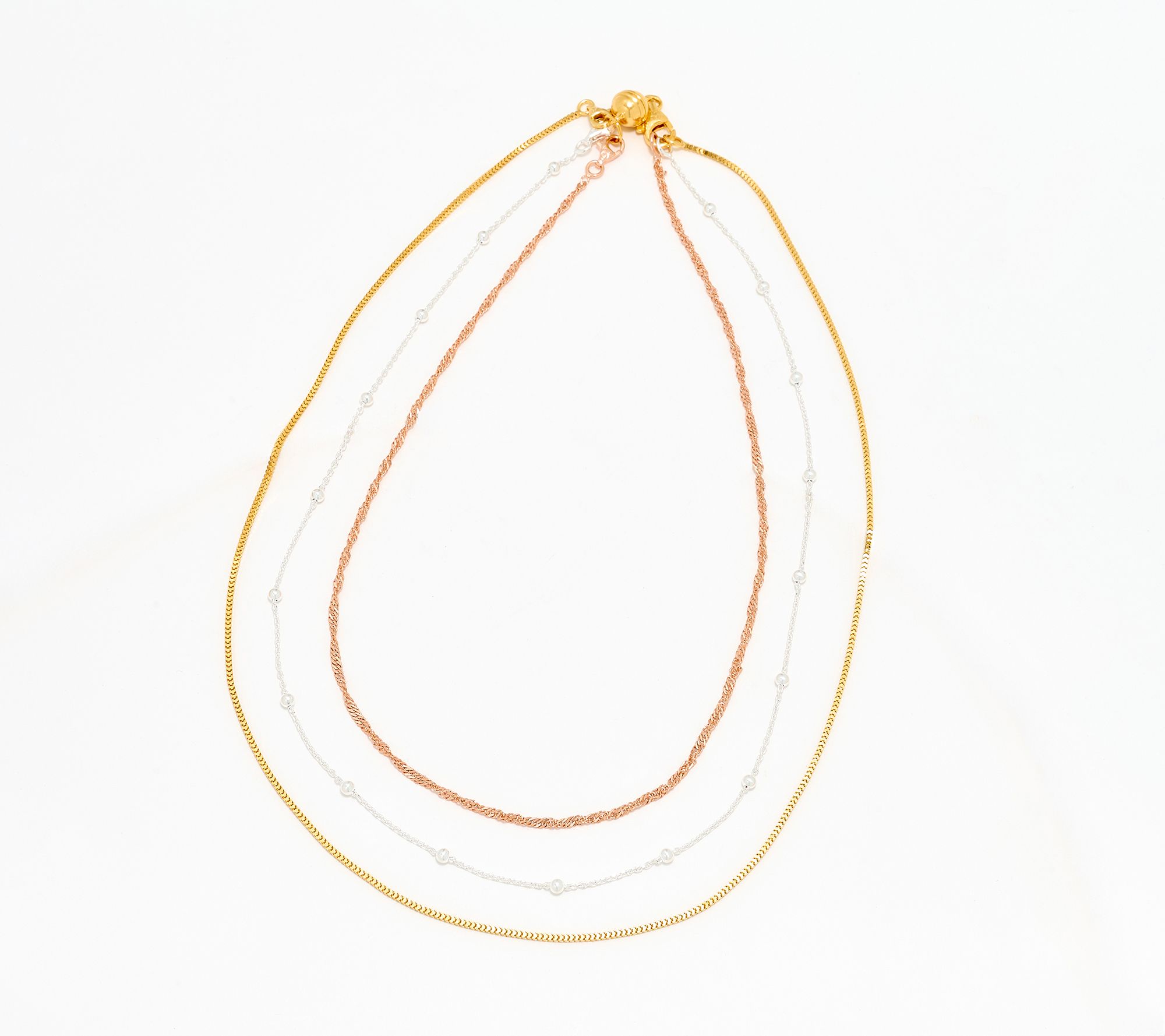  "As Is" UltraFine 950 Silver Set of 3 Necklaces with Magnet Clasp