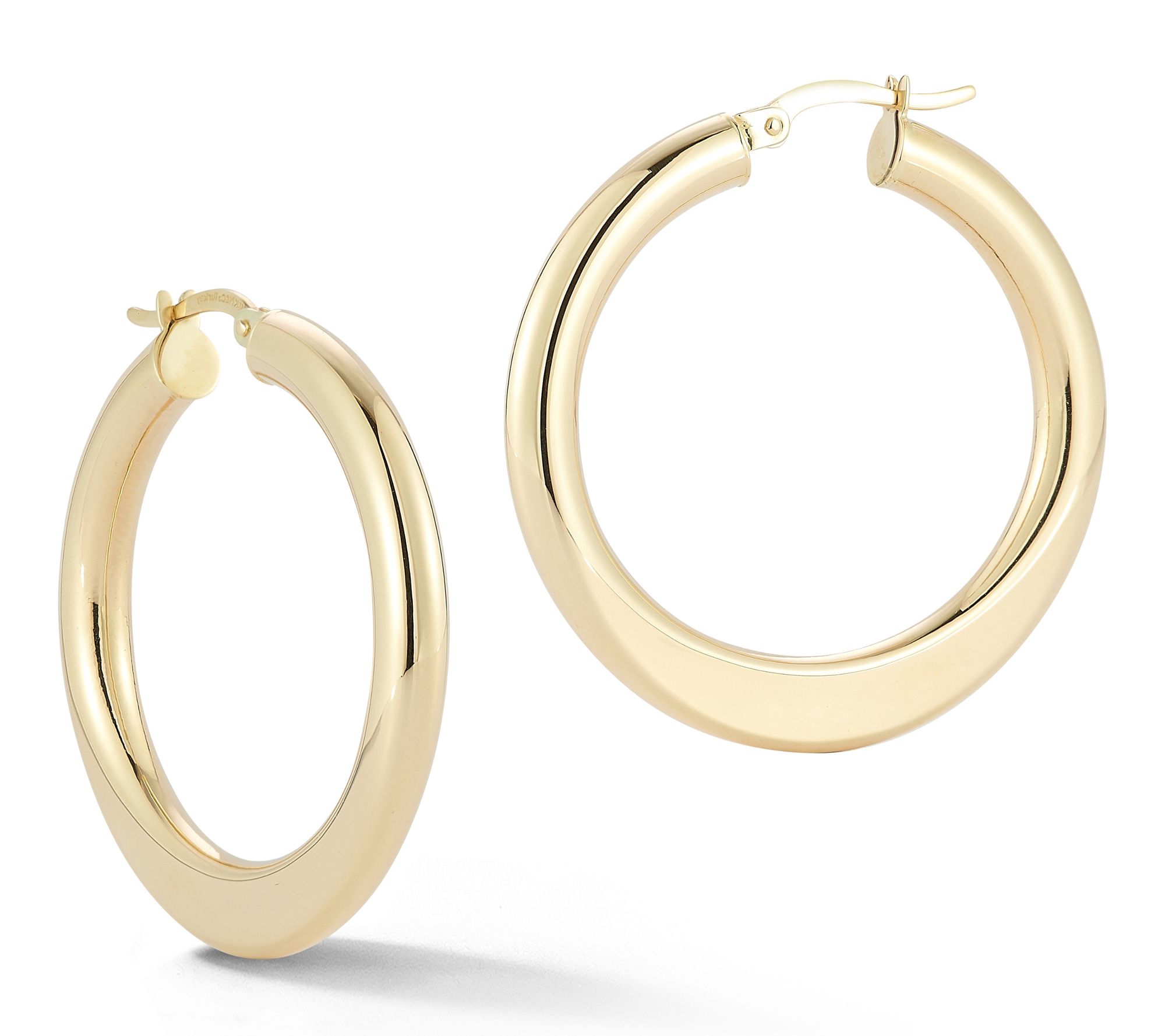 Luminosa Gold 1-1/4" Round Hoop Earrings, 14K