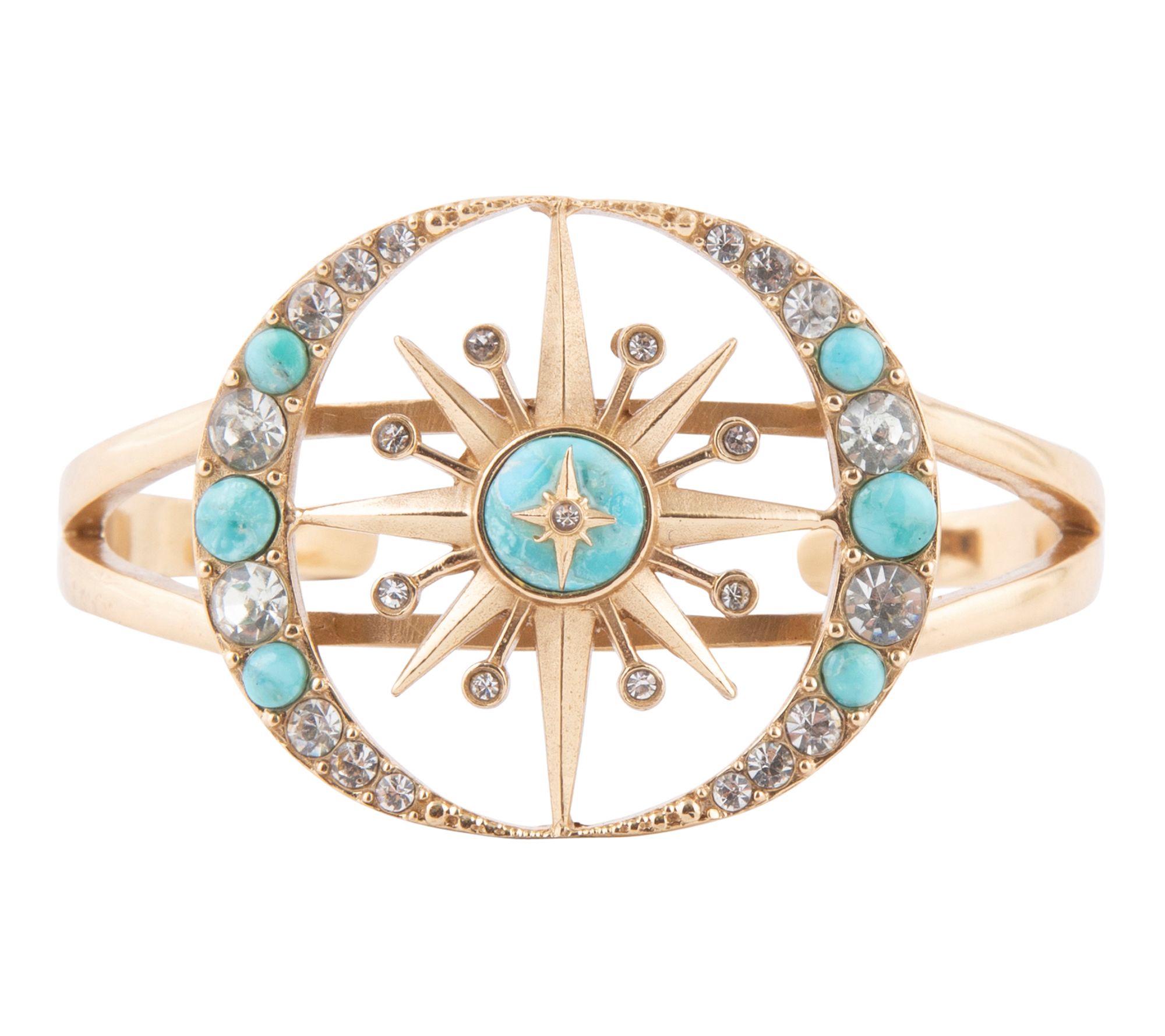Barse Artisan Crafted Celestial Turquoise Golden Cuff Bracelet