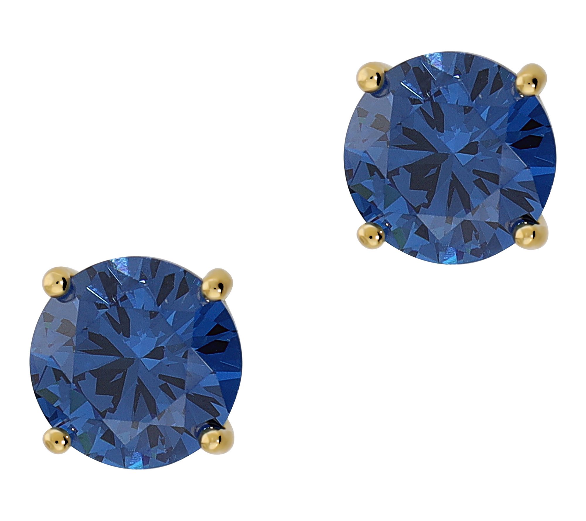 Diamonique Blue Solitaire Stud Earrings, Sterling Silver