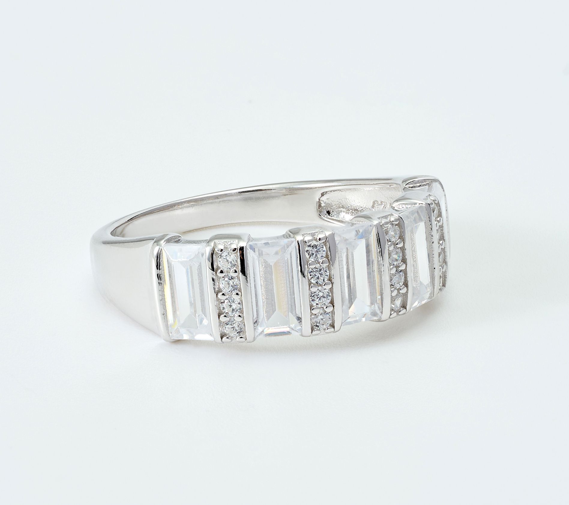 Diamonique Stone Play Band Ring, Sterling Silver