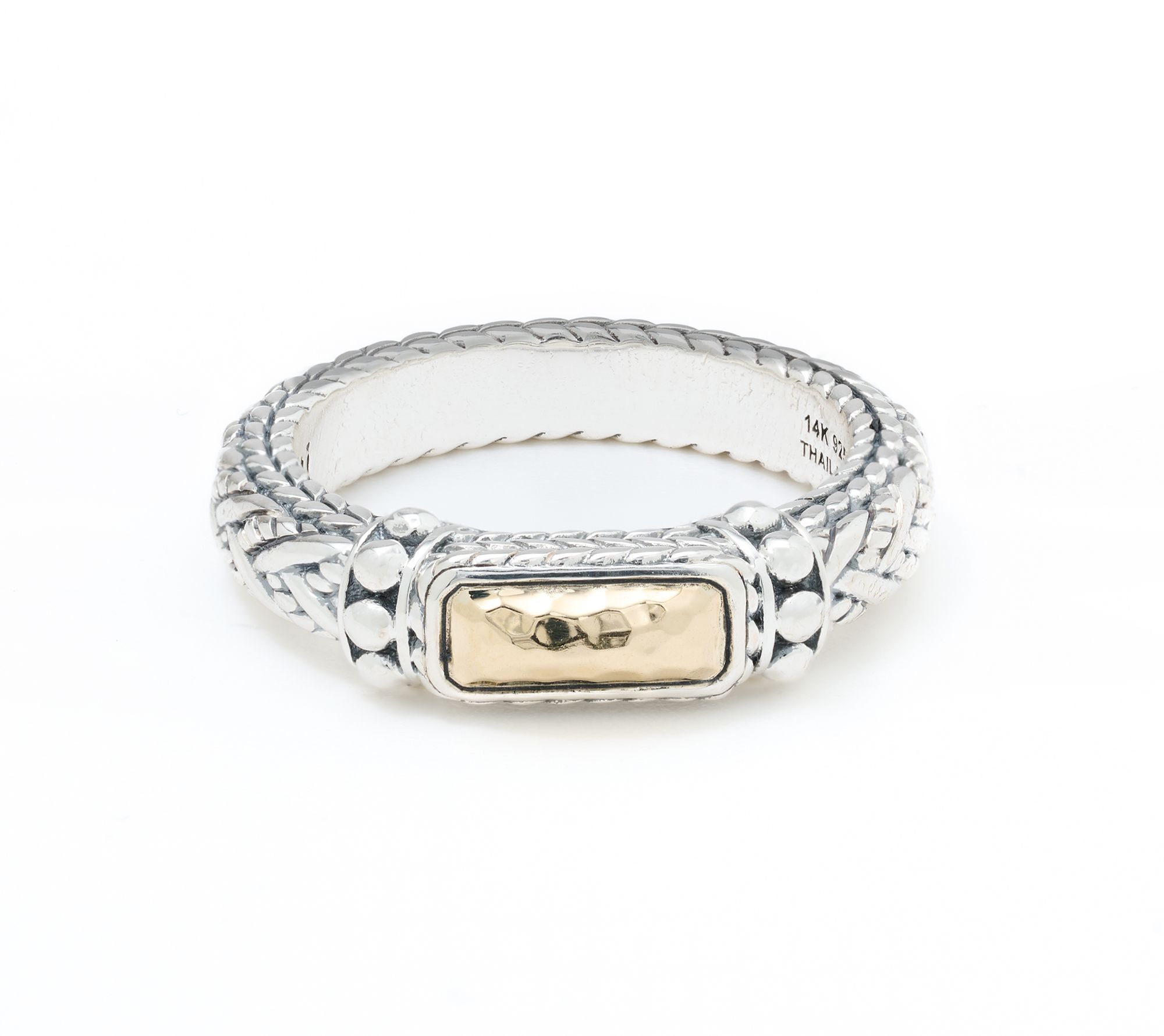 JAI Sterling Silver & 14K Gold Hammered Legacy Ring