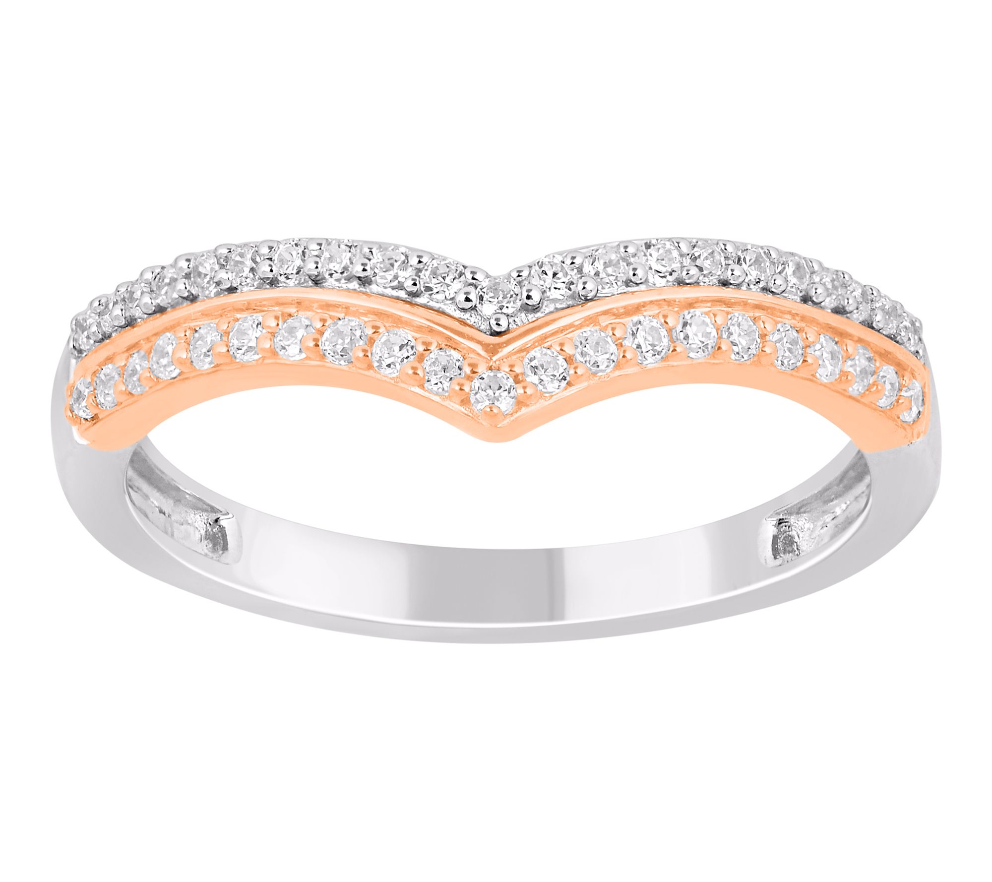 Affinity Diamonds Two-Tone Chevron Band Ring, 14K Gold