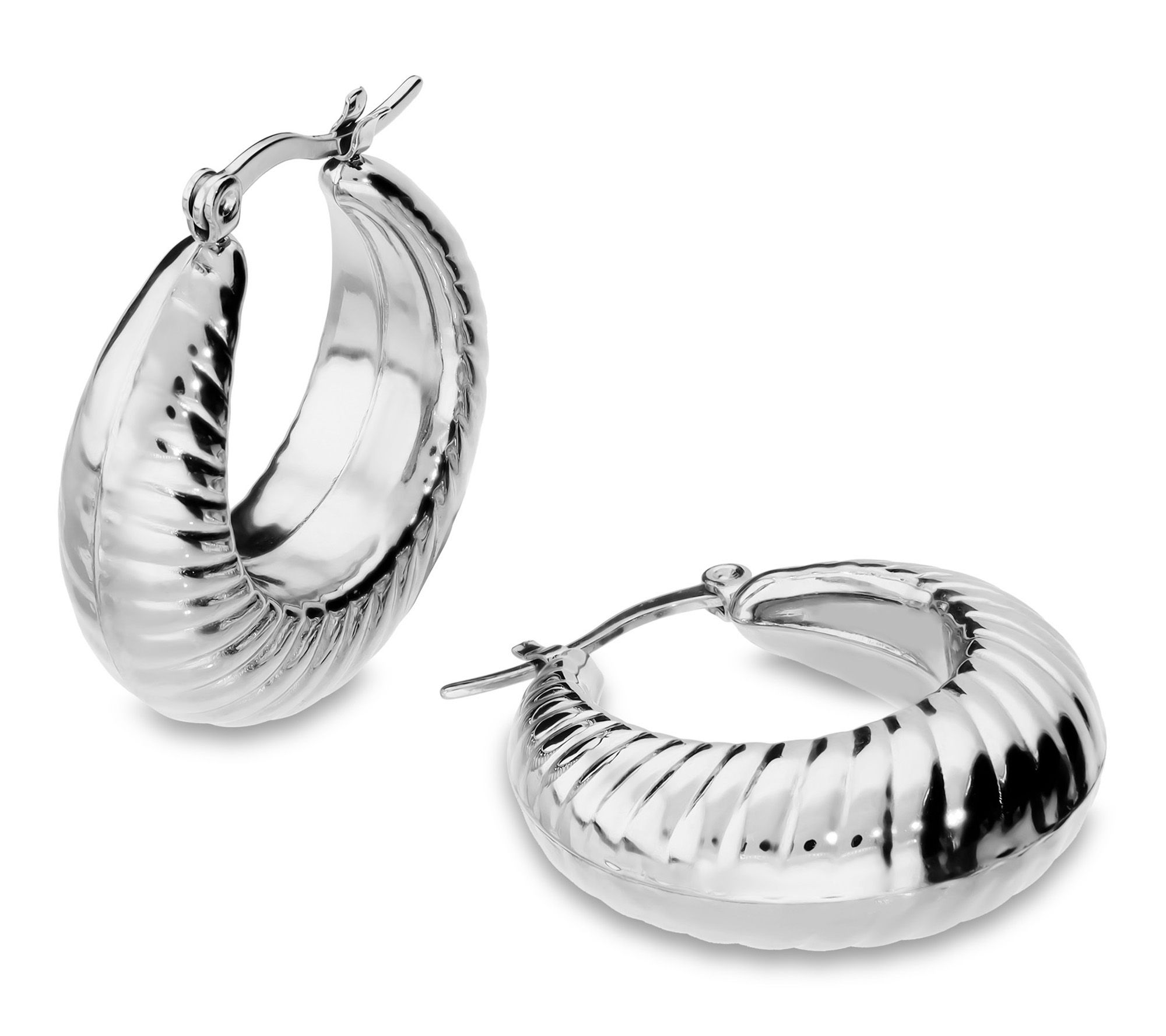 Steel by Design Thick Torchon Hoop Earrings